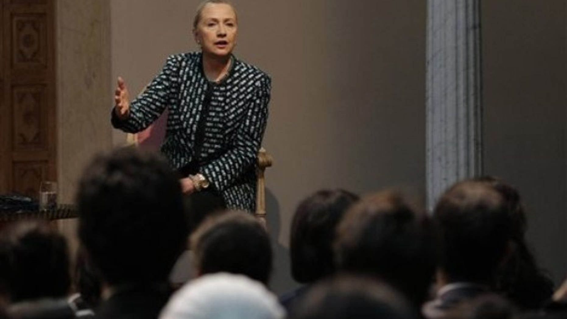 Feb. 25, 2012: Secretary of State Hillary Rodham Clinton participates in a town hall meeting in Carthage, Tunisia.