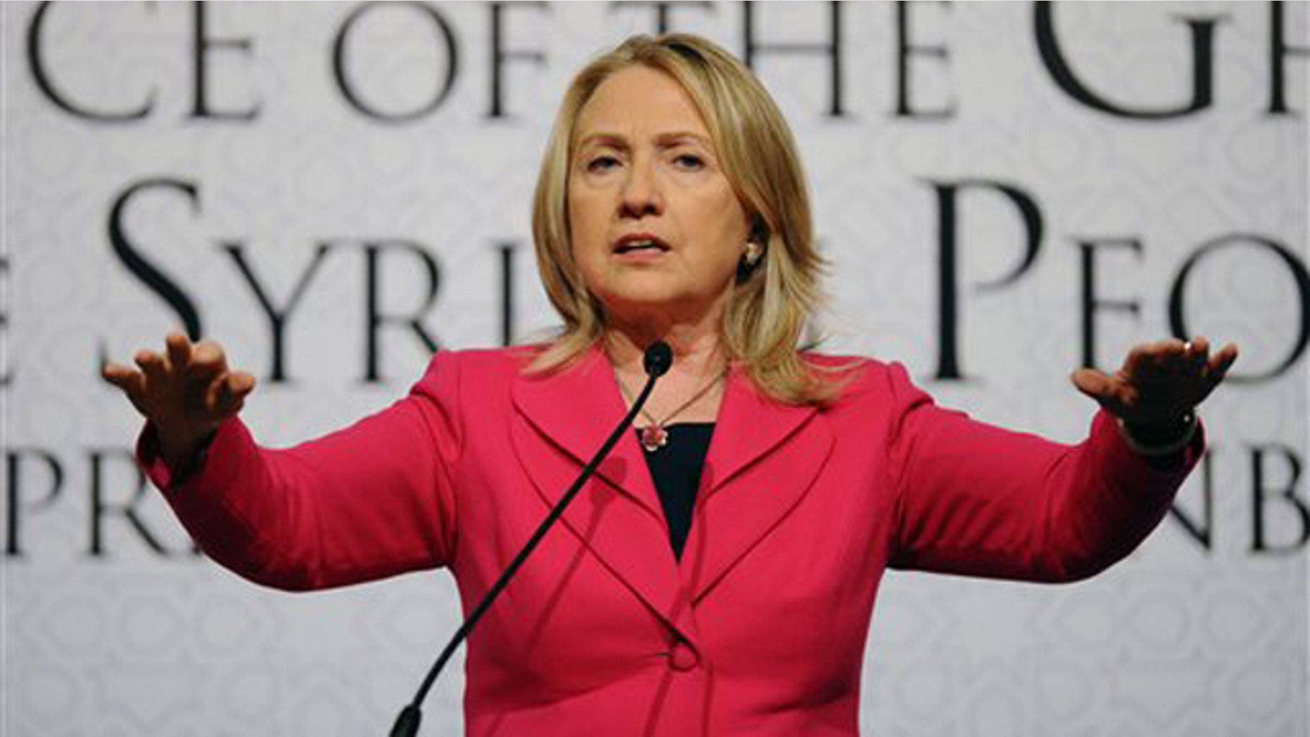 April 1, 2012: Secretary of State Hillary Clinton speaks to the media after a conference of foreign ministers in Istanbul, Turkey.