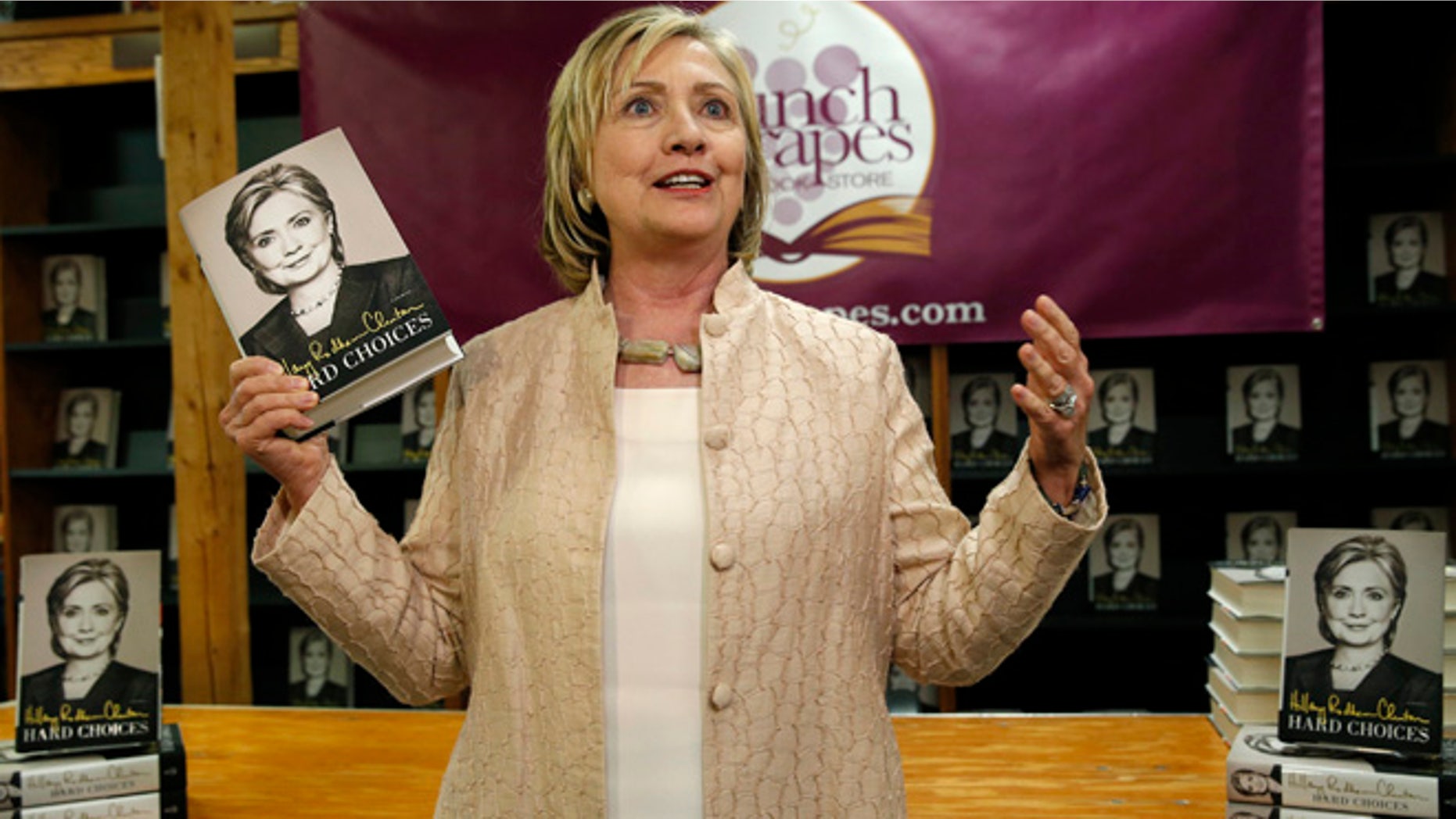 Aug 13, 2014: Hillary Clinton arrives for a signing session for her book "Hard Choices" at the Bunch of Grapes bookstore in Vineyard Haven on Martha's Vineyard, Massachusetts. (Reuters)