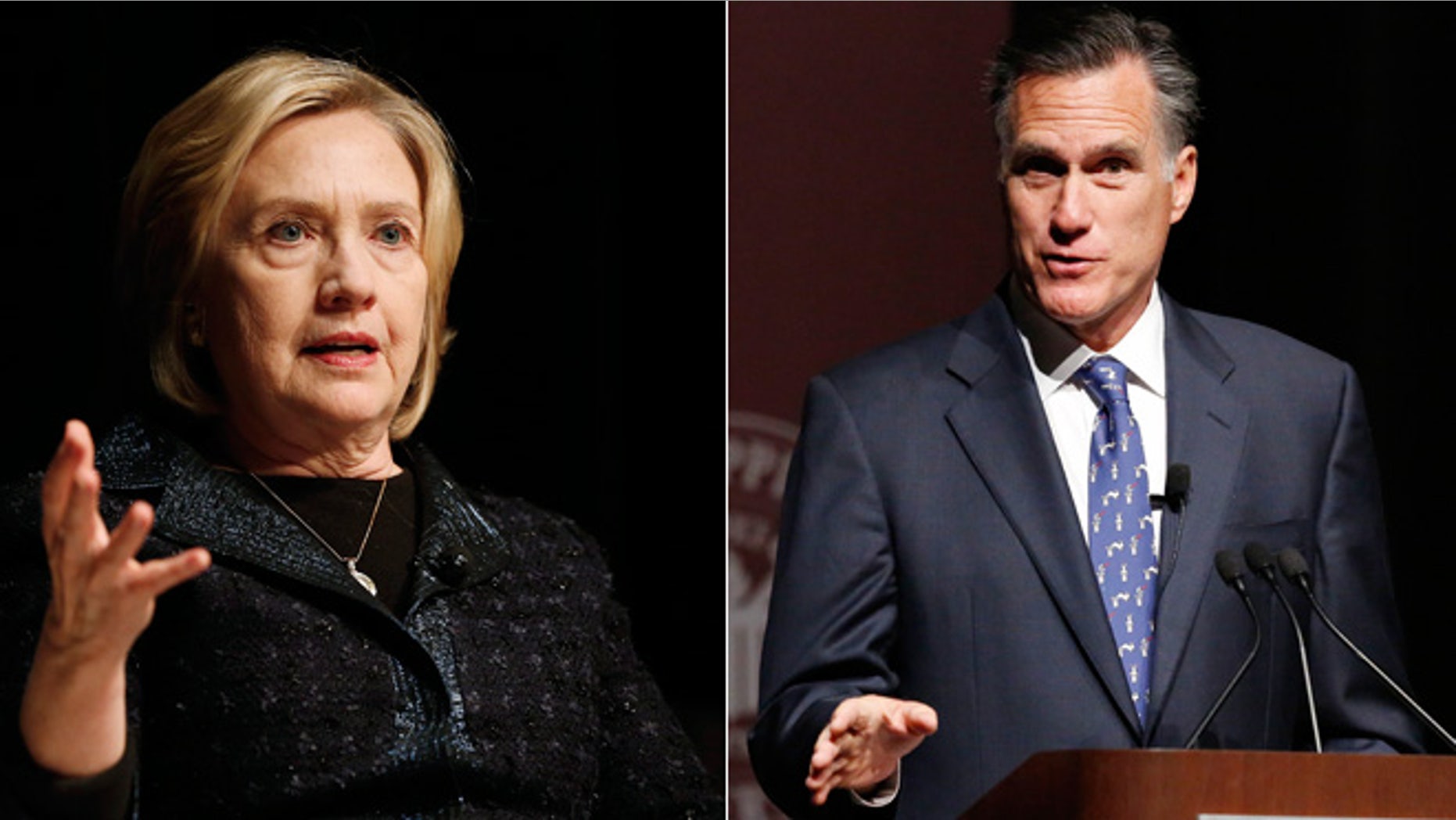 Shown above: Former Secretary of State Hillary Clinton (left) and former Massachusetts Governor Mitt Romney (right).