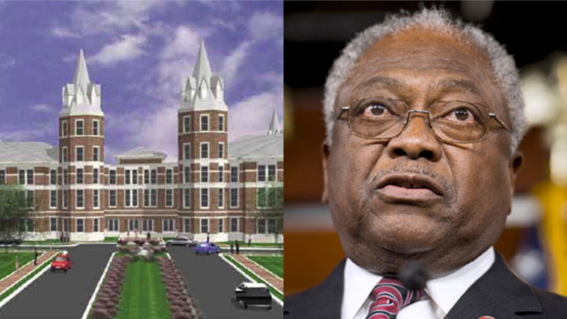 Shown here is a rendering of the James E. Clyburn University Transportation Center, left, and Rep. James Clyburn.