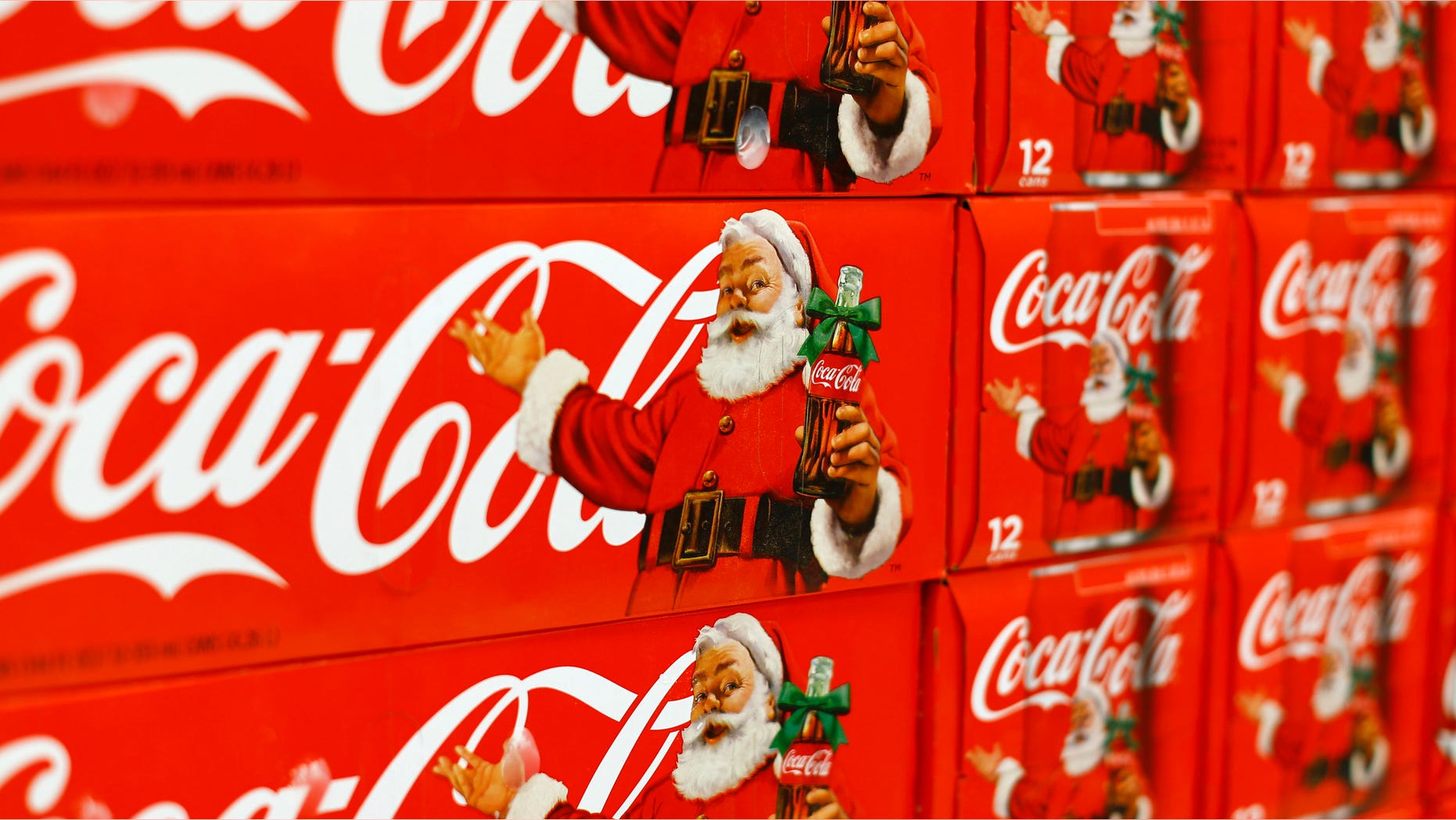 Nov. 17, 2014: Cases of Christmas branded Coca-Cola are shown for sale inside a Target retail department store in San Diego, California.