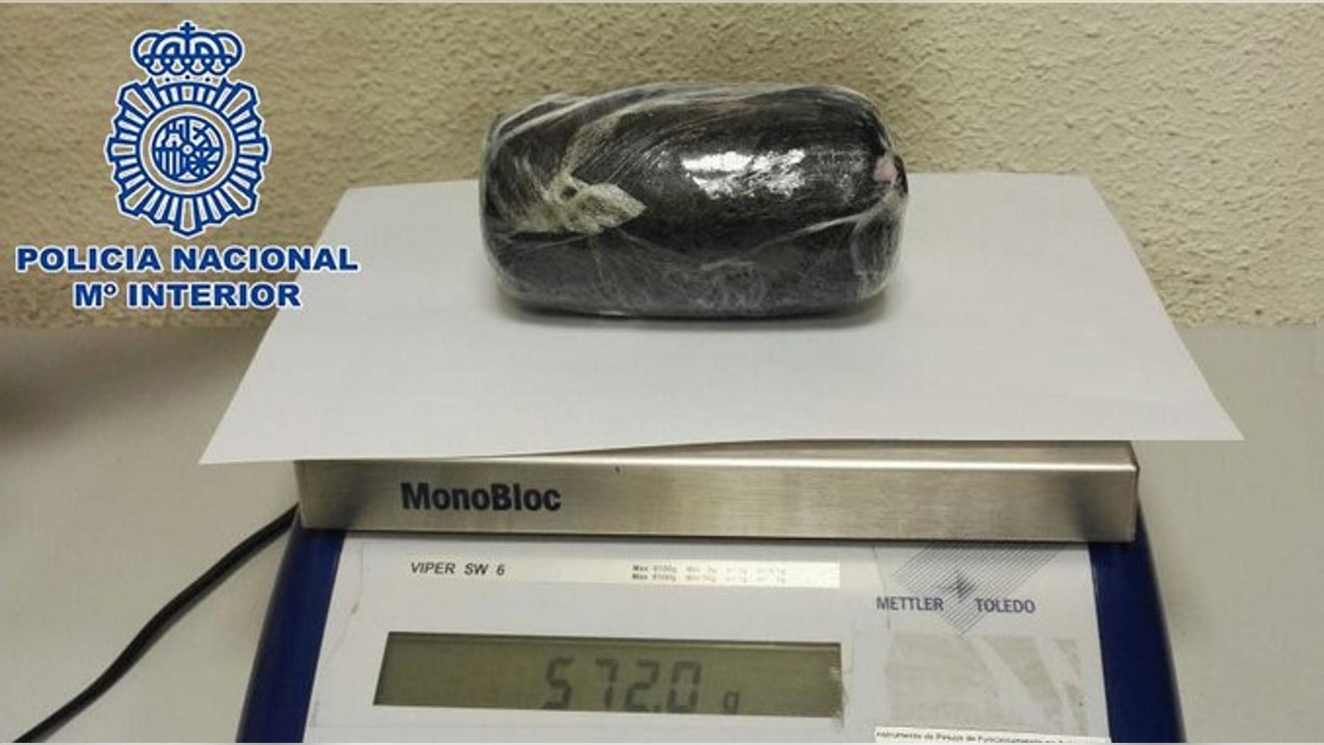 One of the cocaine loads found inside the women by Barajas Airport officers.