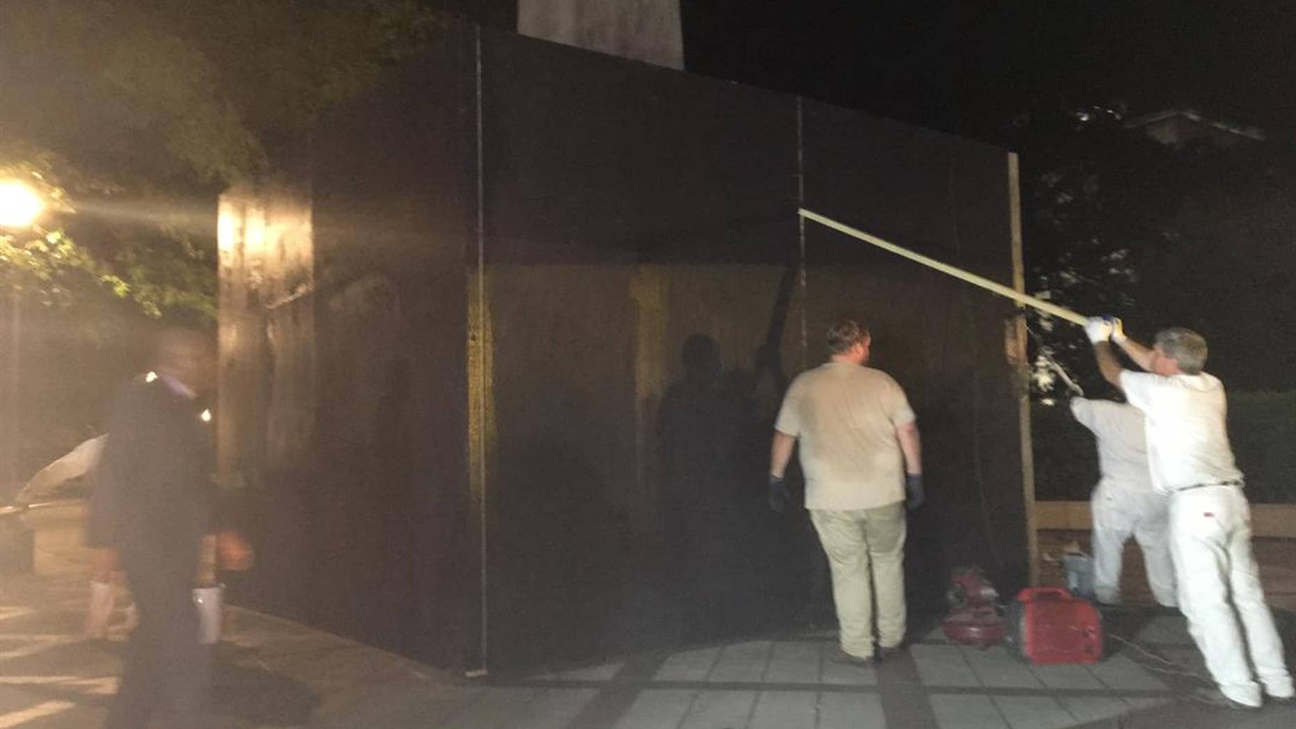 Alabama’s Attorney General is suing the city of Birmingham and its mayor for putting barriers around a Confederate monument in a park on Tuesday night.