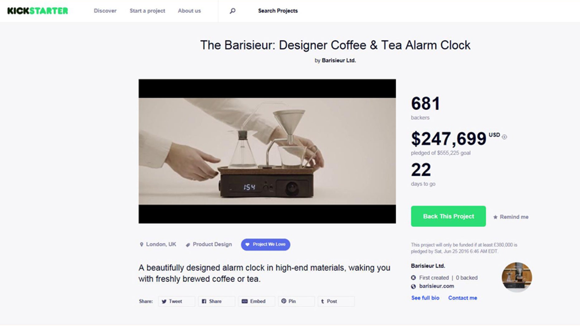 (The Barisieur screenshot from www.kickstarter.com).