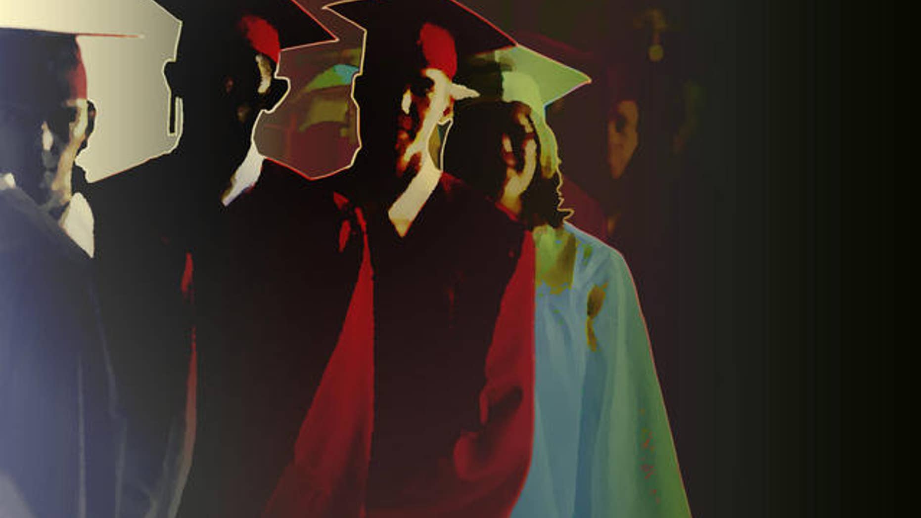 Recent graduates line up before the ceremony at South High School, Thursday, Aug. 16, 2007, in Cleveland. The Cleveland district overall moved up one notch from last year's "academic watch" state category to "continuous improvement." The district's graduation rate has climbed to 55 percent. Statewide, Ohio has an 86 percent graduation rate. (AP Photo/Tony Dejak)