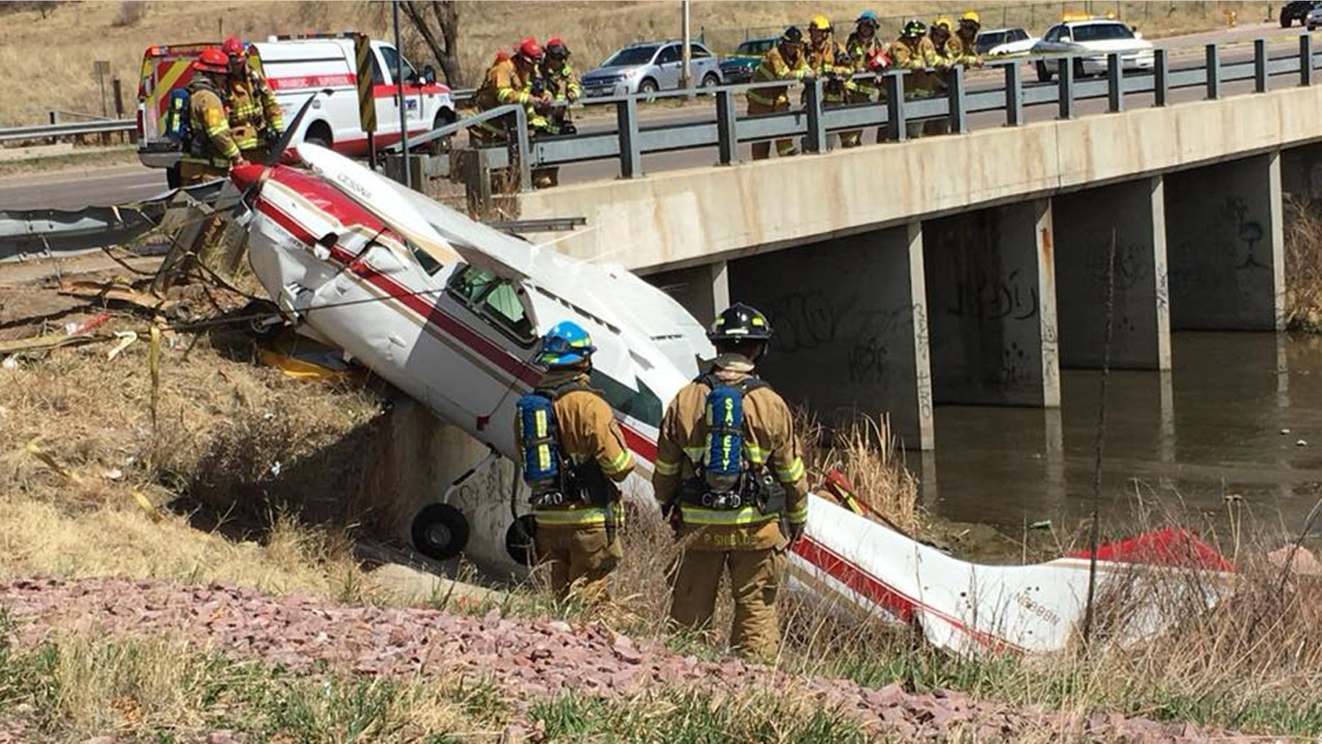A small plane crashed on a busy road in Colorado Springs, Co. on Sunday.