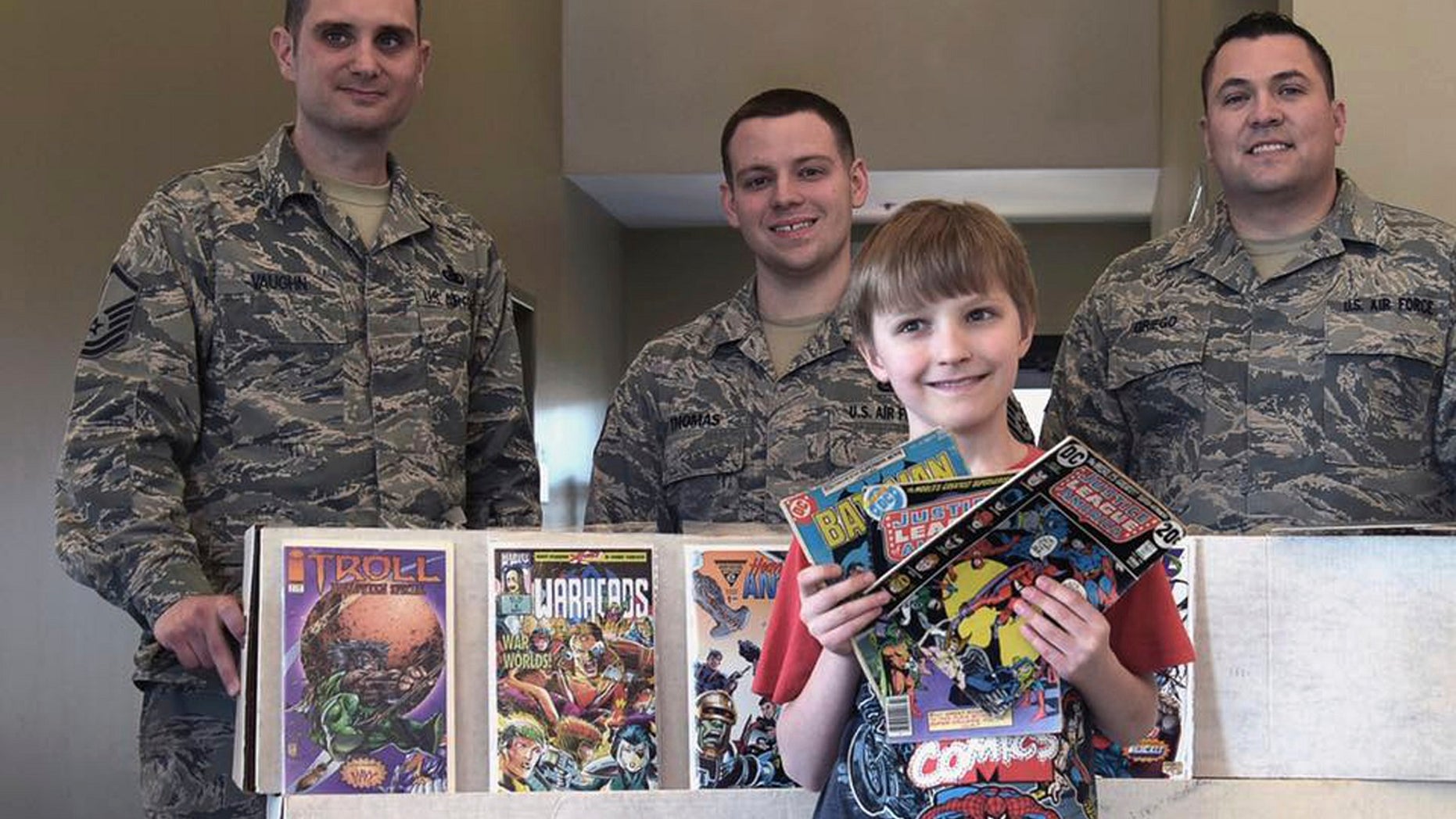 10-year-old Carl Scheckel of Montclair, New Jersey, collected some 3,500 comics and donated them on April 5 to Joint Base McGuire-Dix-Lakehurst.