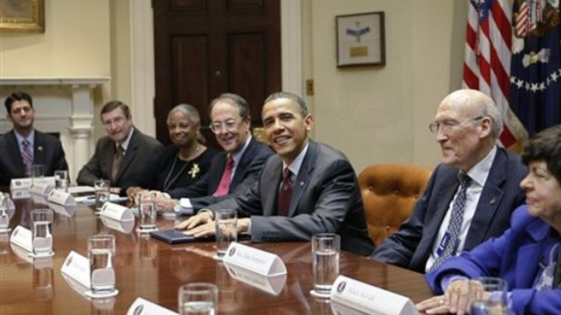 President Obama meets with the National Commission on Fiscal Responsibility and Reform April 27 in the Roosevelt Room at the White House. (AP Photo)