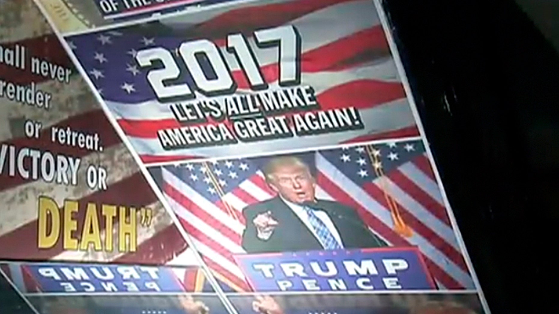 Images of President Trump inside a New York City building where tenants fear the property manager.