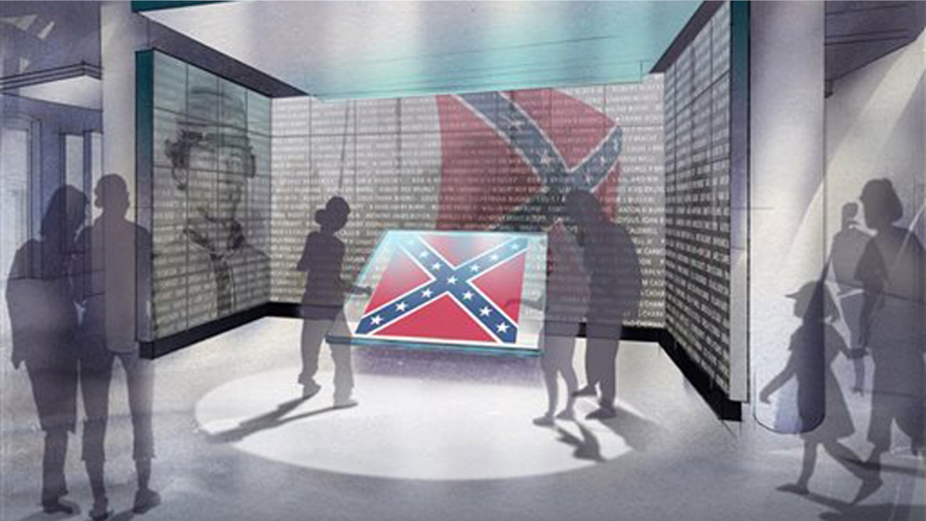 Dec. 3, 2015: This rendering made available by Haley Sharpe Design, shows the approved display design where the confederate flag that was removed from the South Carolina statehouse in the summer of 2015 will be shown.