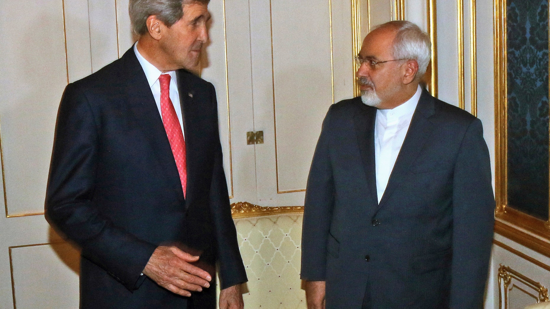Nov. 23, 2014: Secretary of State John Kerry talks with Iranian Foreign Minister Mohammad Javad Zarif in Vienna, Austria.