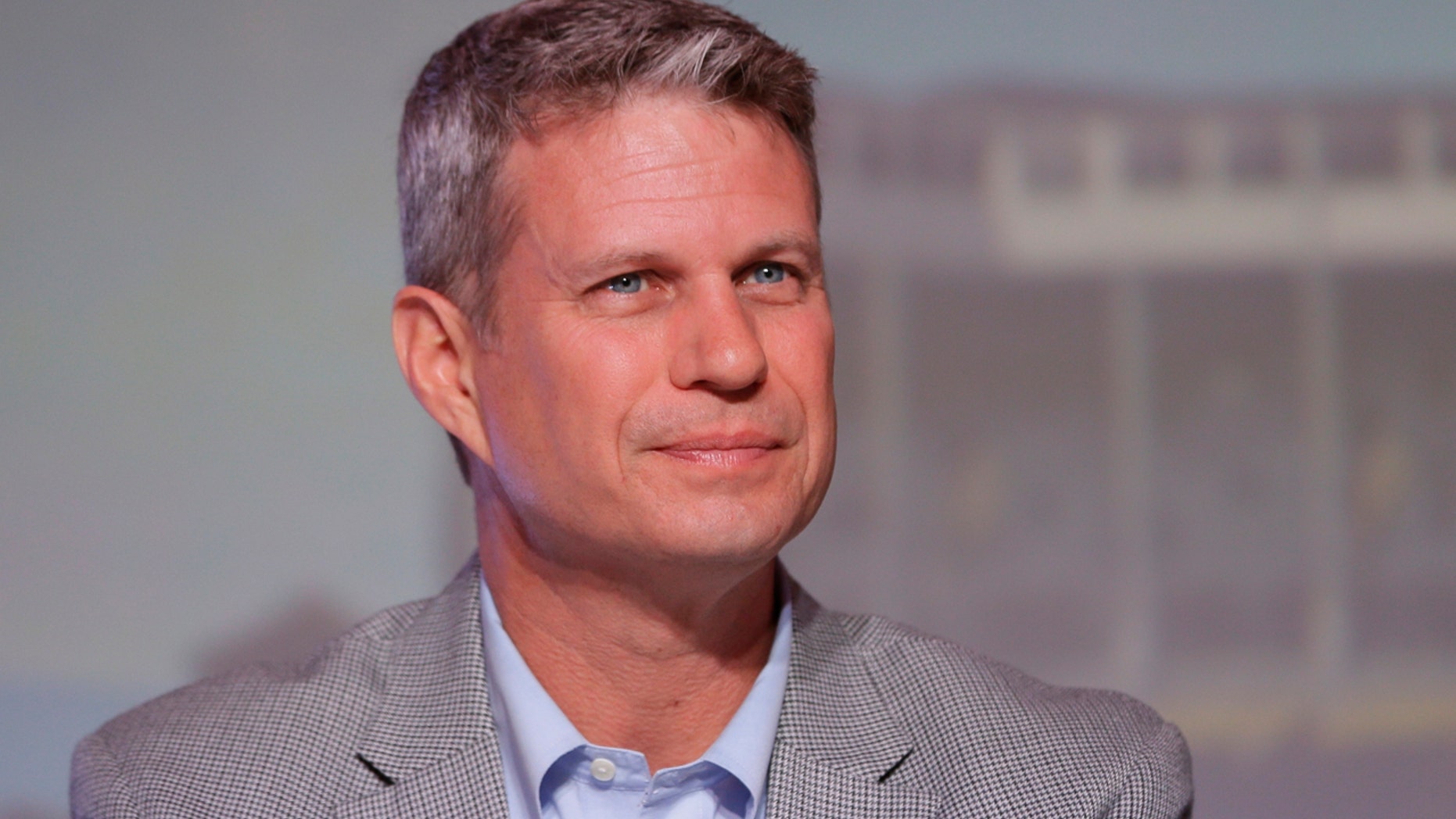 FILE - In this Sept. 19, 2015, file photo, Rep. Bill Huizenga, R-Mich., is seen during a congressional panel at the 2016 Mackinac Republican Leadership Conference in Mackinac Island, Mich.