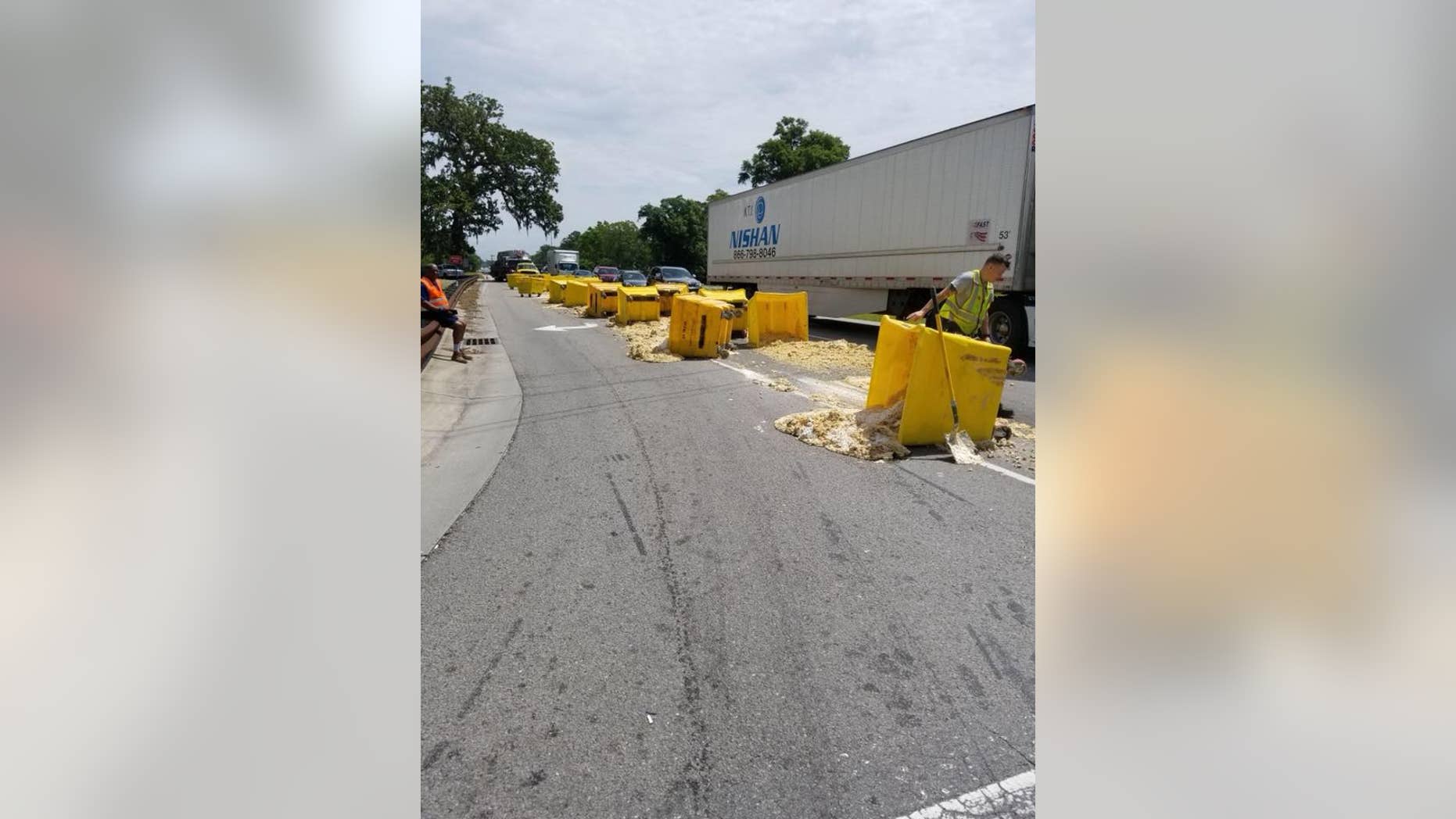 Cookie dough fell out of a truck traveling in North Carolina on this week, according to local media.