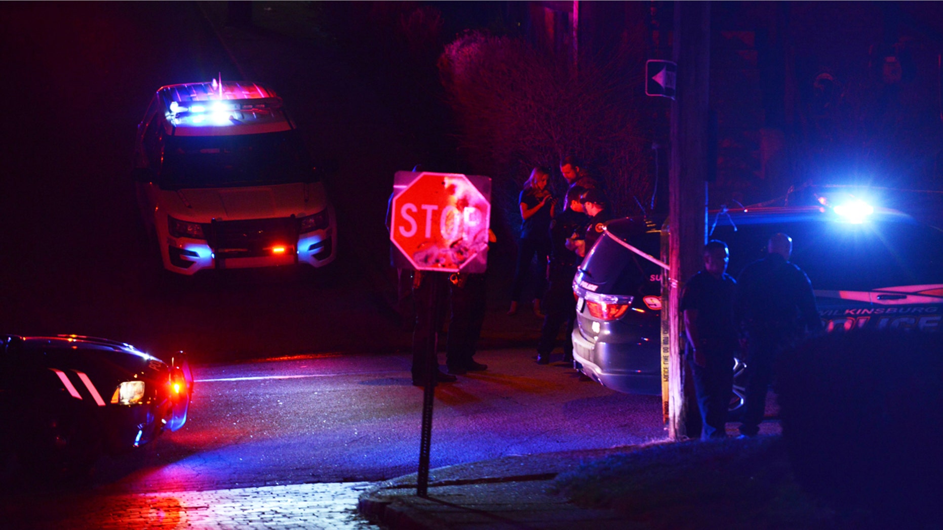 March 9, 2016: Police investigate the scene after a deadly shooting in Wilkinsburg, Pa. Pittsburgh television station WTAE said Wednesday it had fired anchorwoman Wendy Bell over racial comments she posted on Facebook about the ambush shooting that left five people and an unborn baby dead