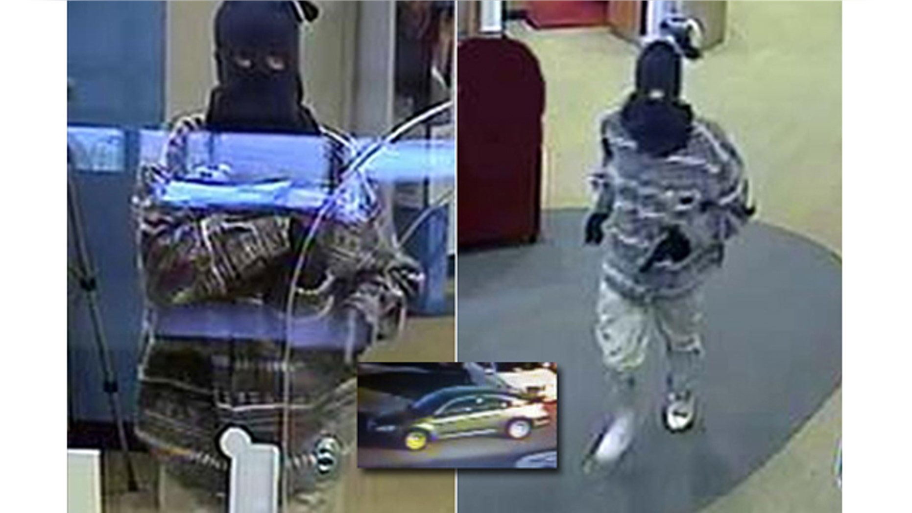 UNDATED: This FBI poster shows the suspect wanted in connection with the shootings of two police officers in Tupelo, Miss. The suspect's vehicle, shown inset, is described as a gray sedan, possibly a late-model Chrysler 200.