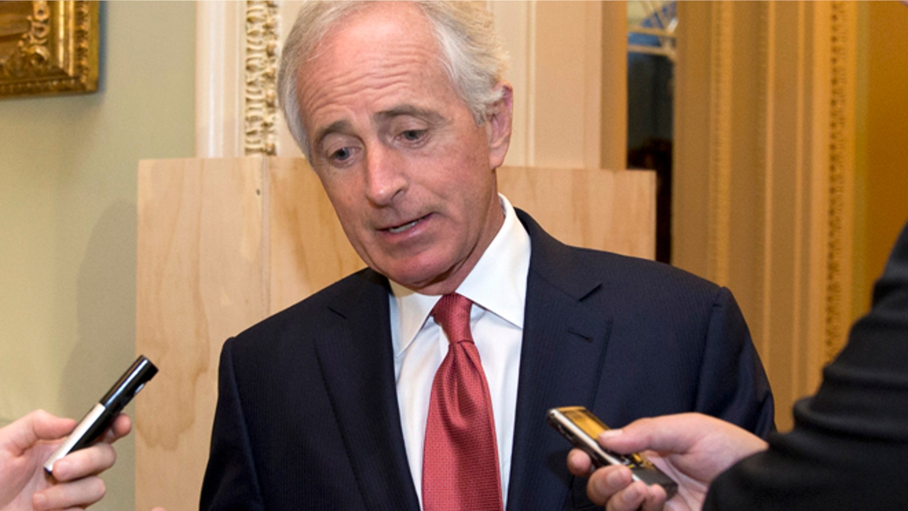 FILE: Oct. 20, 2015: Senate Foreign Relations Committee Chairman Sen. Bob Corker, R-Tenn., talks with reporters on Capitol Hill in Washington. (AP)