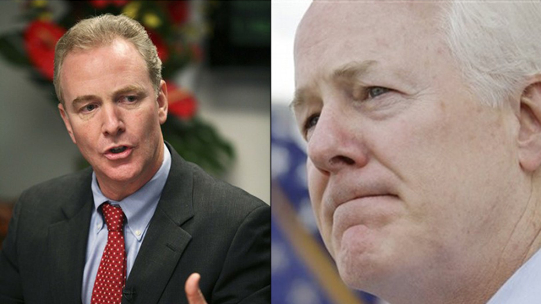Shown here are Democratic Rep. Chris Van Hollen, left, and Republican Sen. John Cornyn. (Reuters/AP Photos)