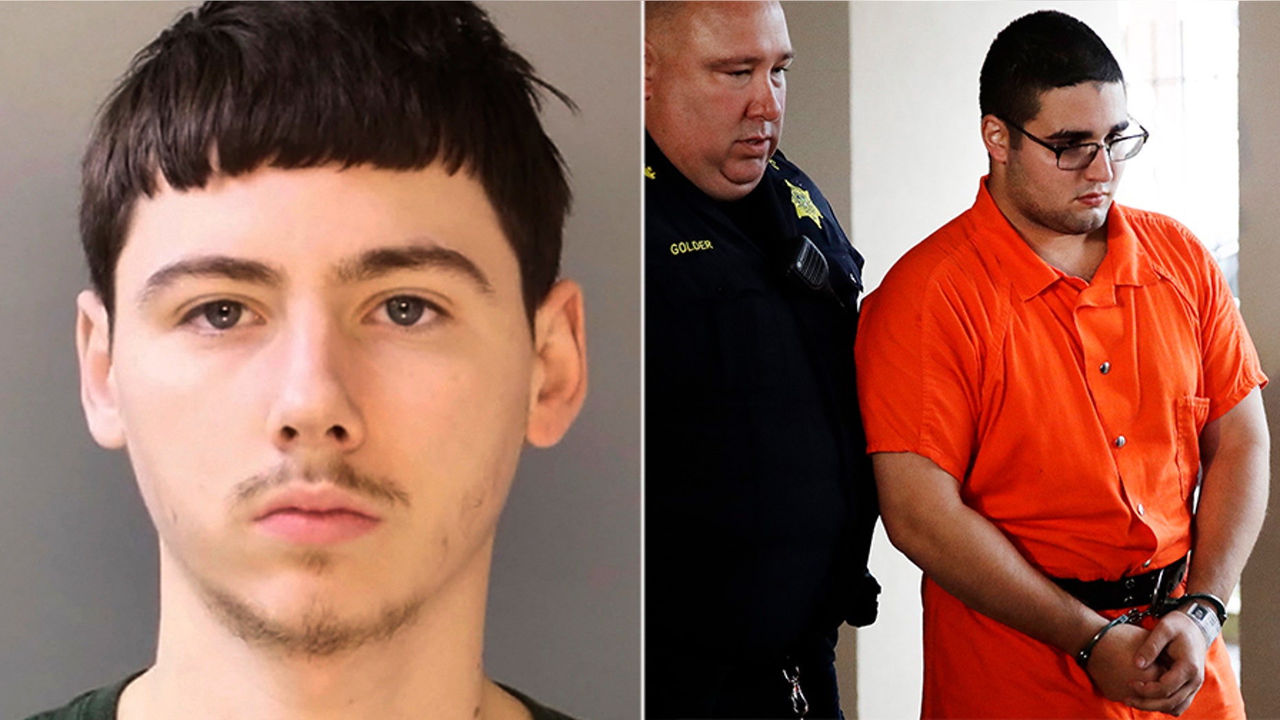 Two cousins, Cosmo DiNardo, right , and Sean Kratz, left, pleaded not guilty Thursday in the murder of four men found buried on a Pennsylvania farm in July.