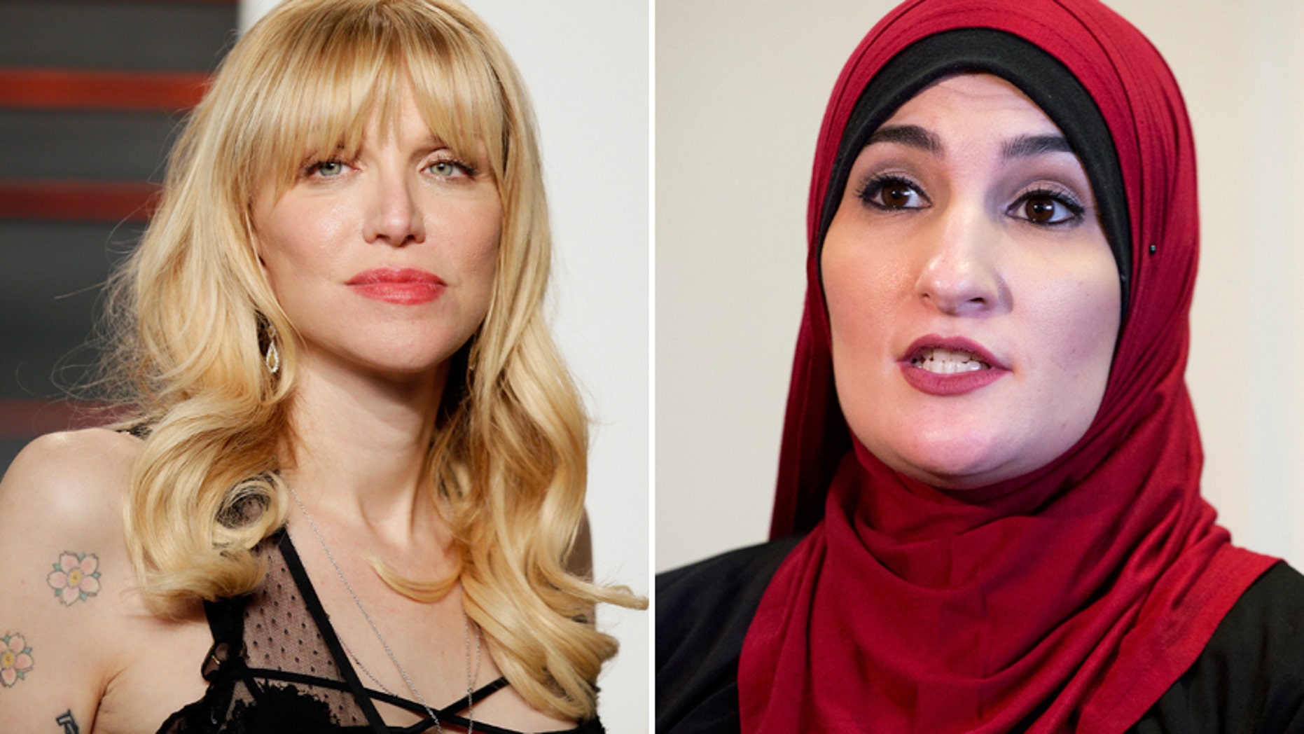 Courtney Love (left) and pro-Palestinian activist Linda Sarsour.