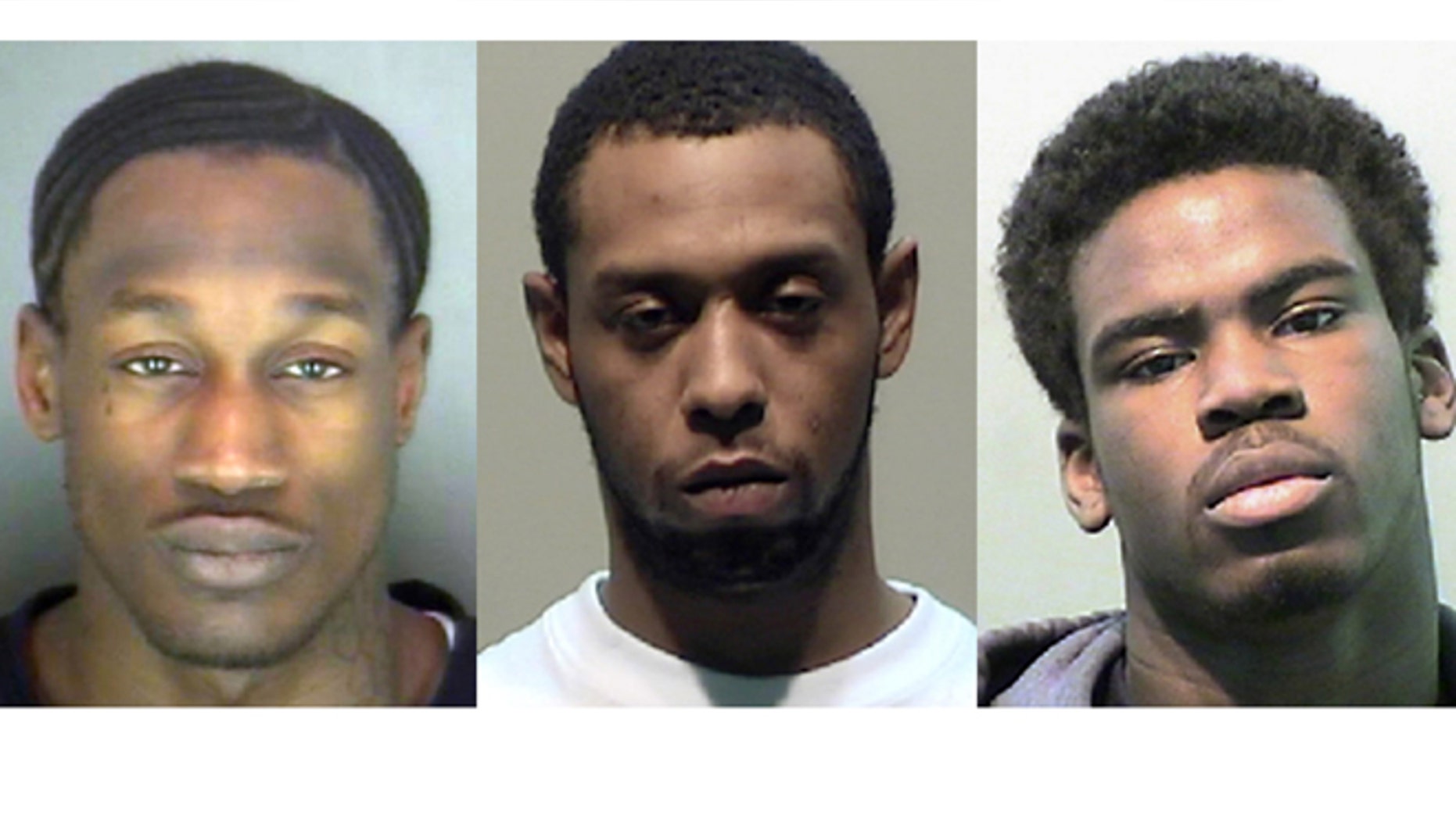 These undated photos provided by the Detroit Police Department on Tuesday, April 8, 2014 shows, from left, Wonzey Saffold, James Davis and Bruce Wimbush Jr.