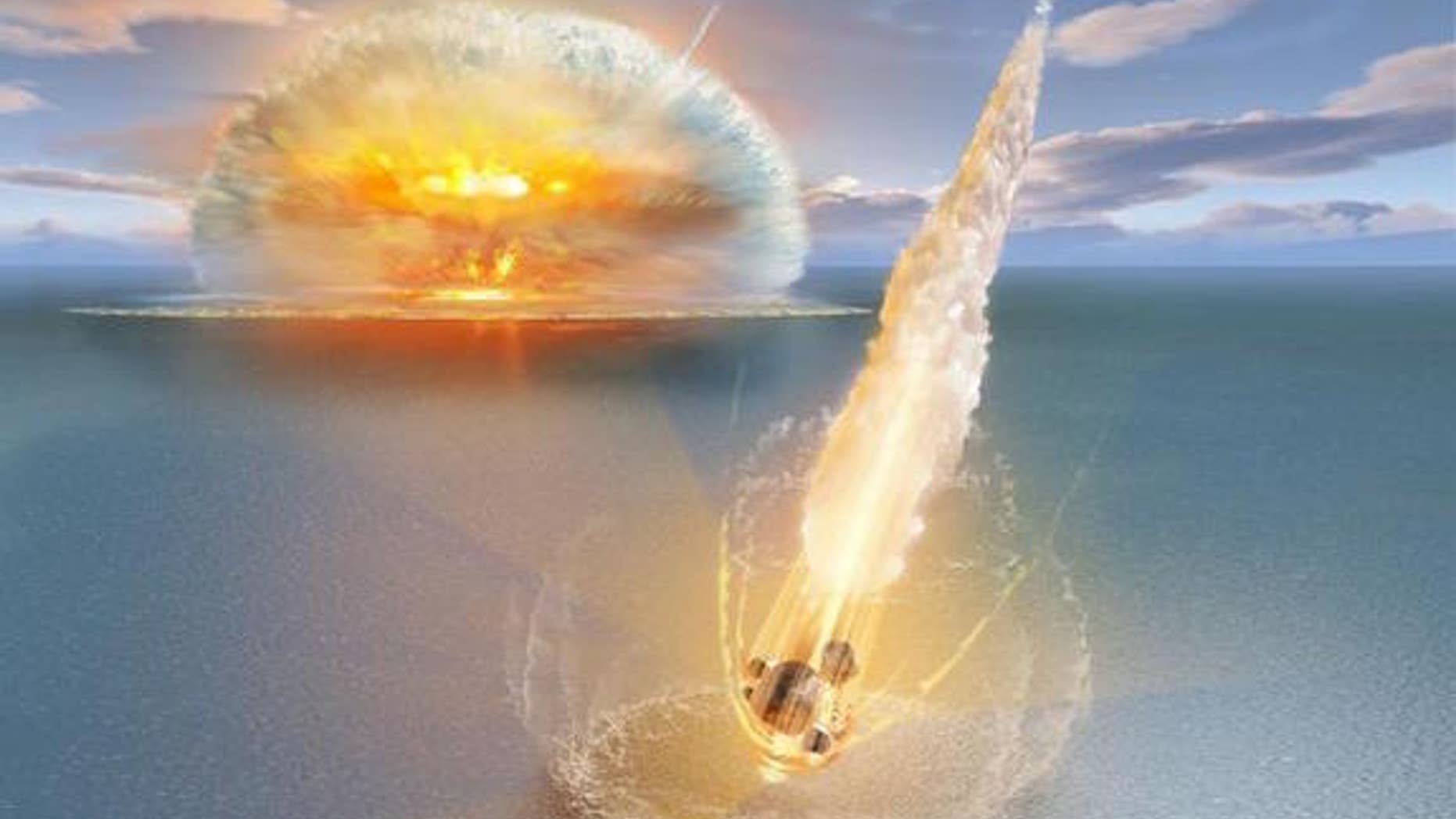 An artist's depiction of the dual meteor strike.