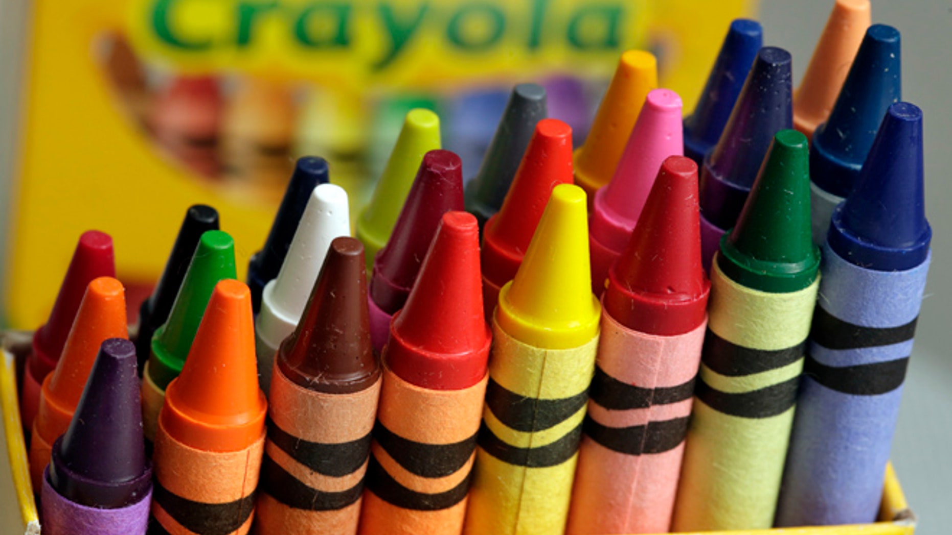 A 24-count box of Crayola crayons are shown, Tuesday, March 28, 2017, in New York.