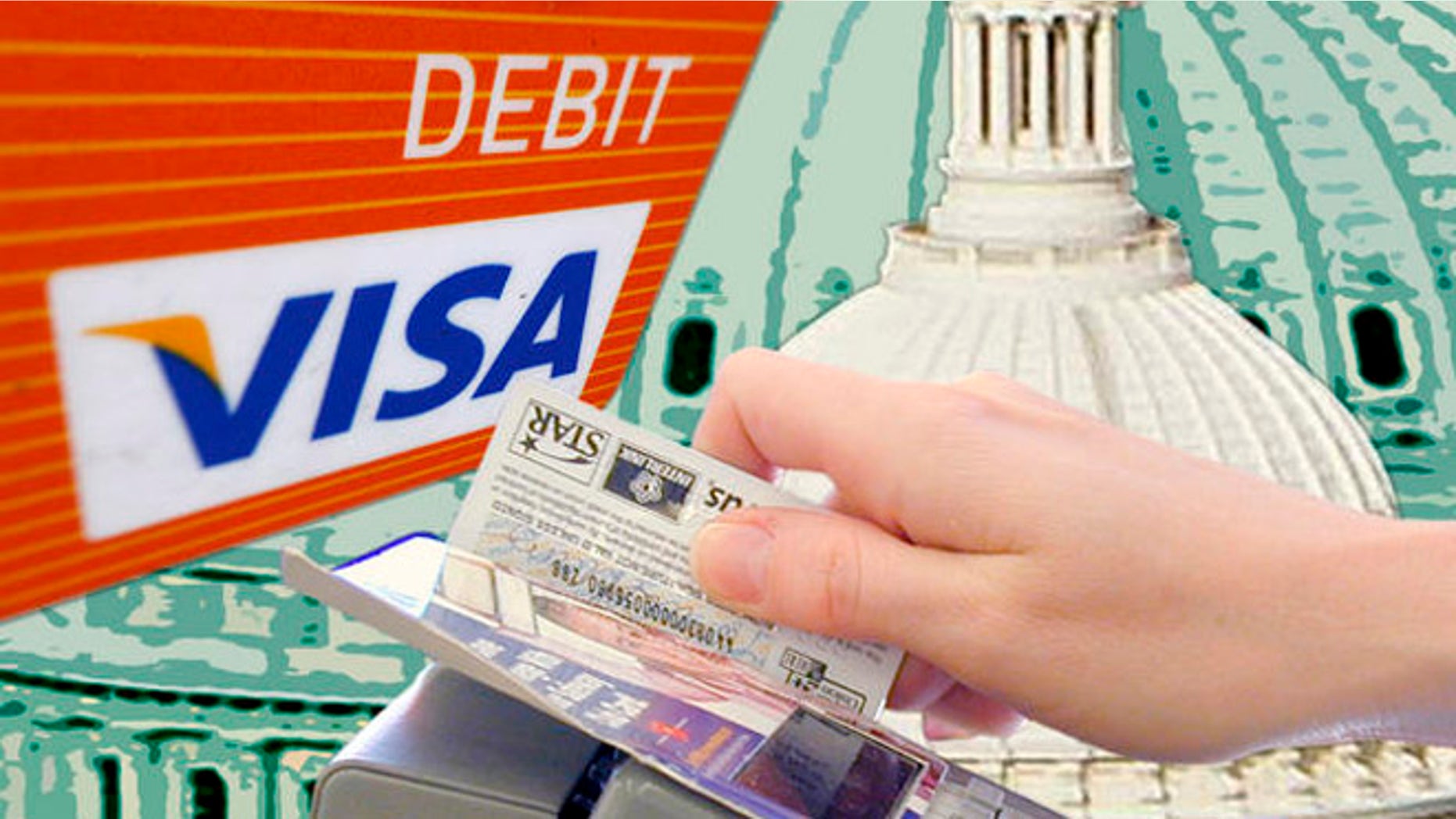 This photo taken Monday, Aug. 16, 2010, shows the Visa logo on the front of a Debit Card in Philadelphia. (AP Photo/Matt Rourke)