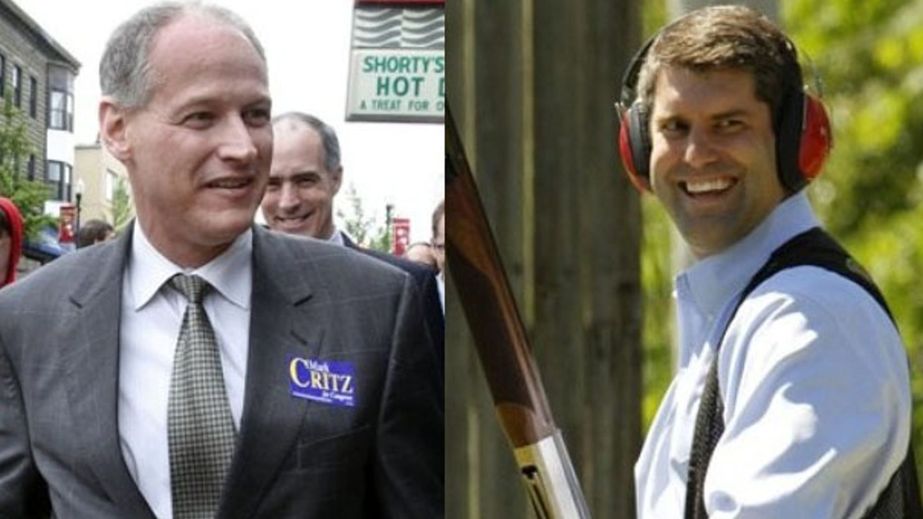 Democrat Mark Critz, left, and Republican Tim Burns are vying for the Pennsylvania congressional seat left vacant by the death of Rep. John Murtha (AP). The primary is Tuesday.