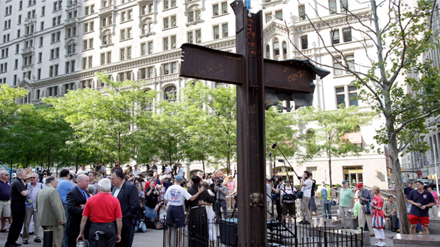 FILE: July 23, 2011: The World Trade Center Cross waits to be blessed by a Franciscan priest, New York, N.Y.