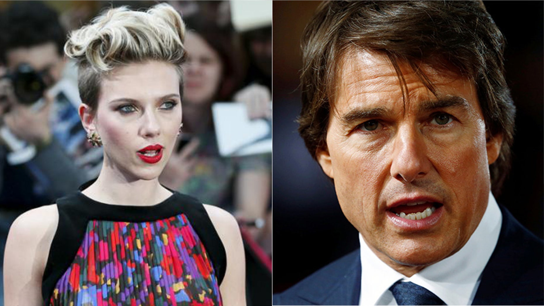 Scarlett Johansson denies a claim that she auditioned to be in a relationship with Tom Cruise.