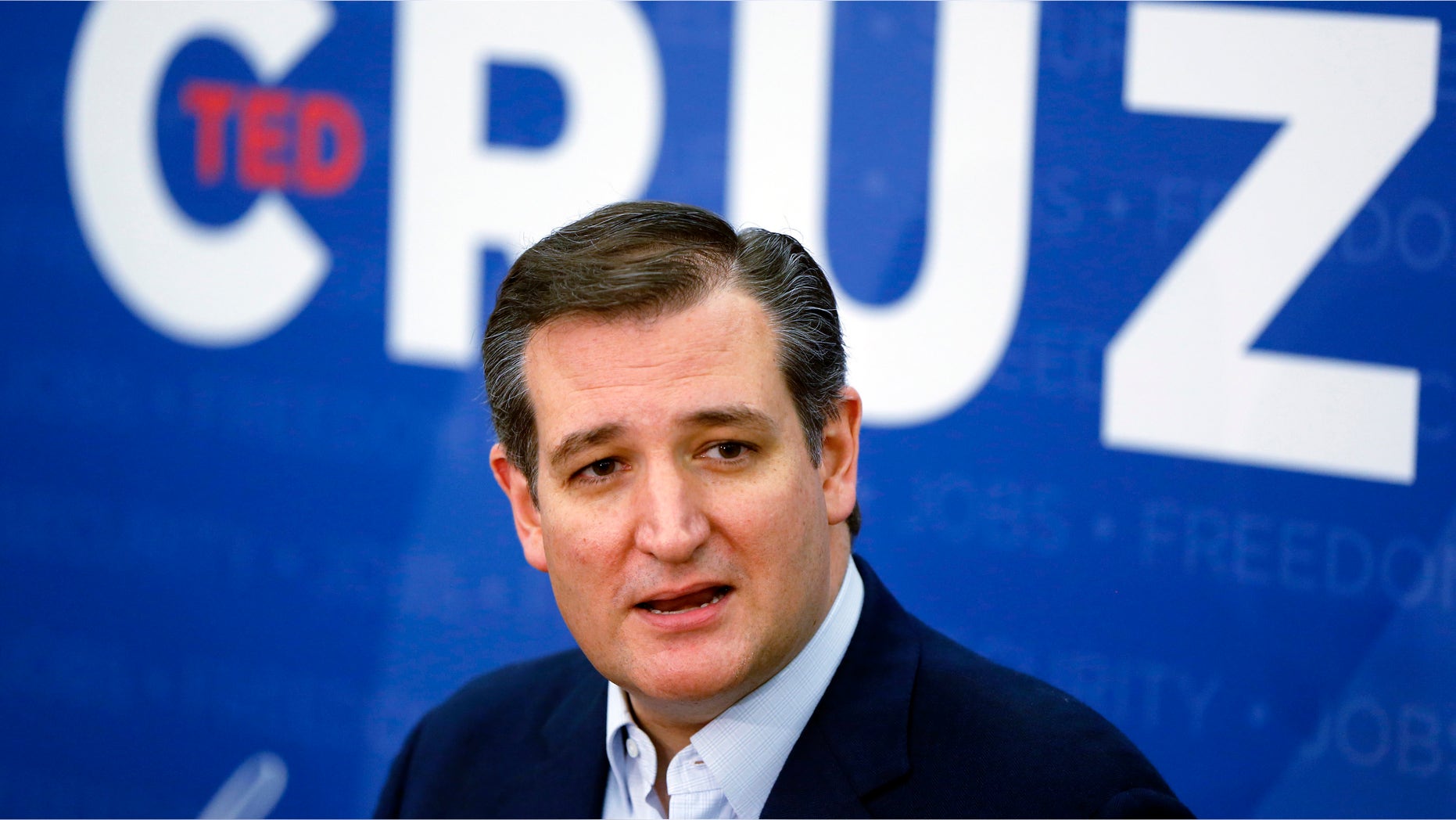 Republican presidential candidate Sen. Ted Cruz, R-Texas, takes questions at a news conference after a campaign rally at Gateway High School in Monroeville, Pa., Saturday, April 23, 2016 (AP Photo/Keith Srakocic)