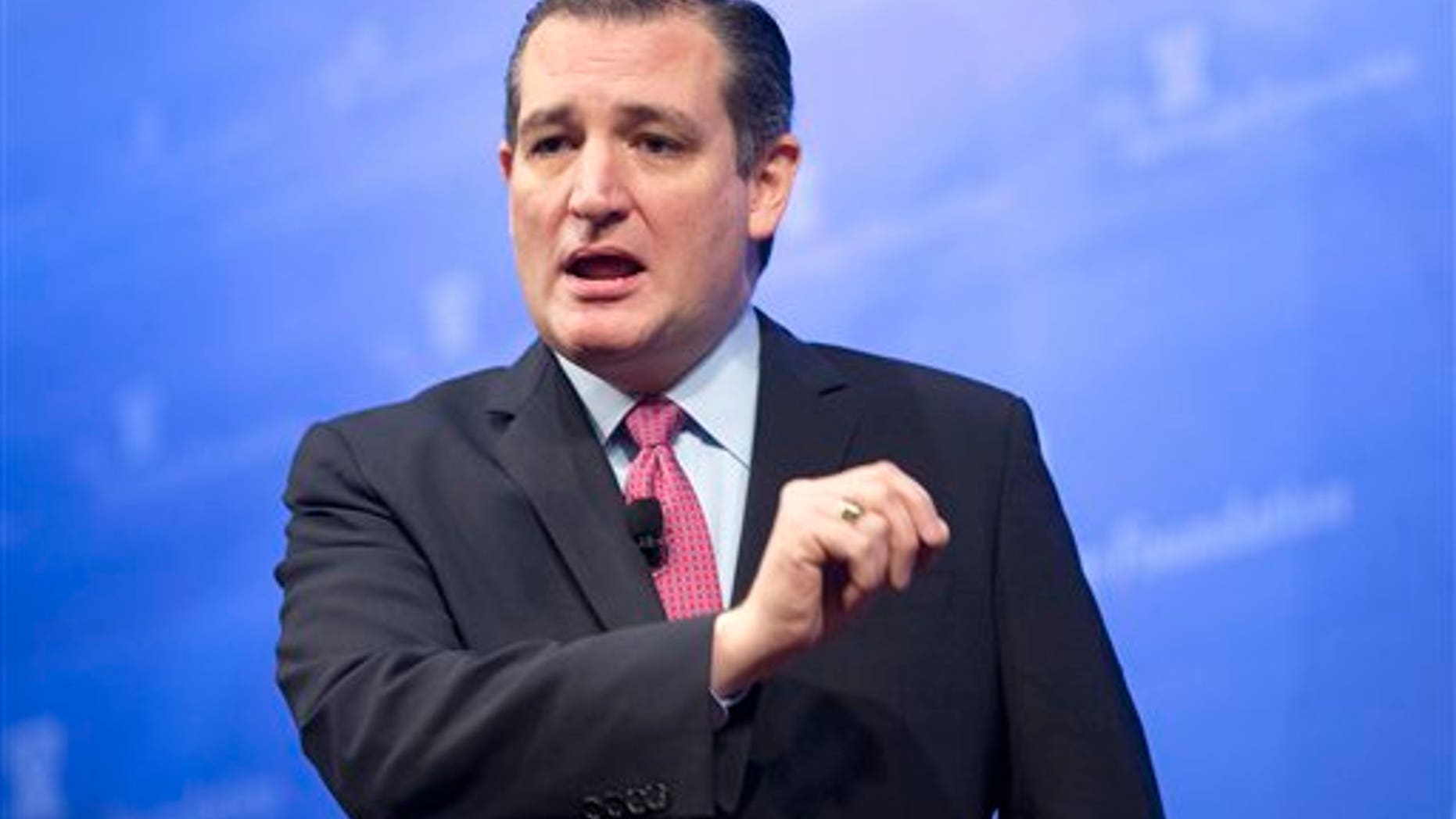 Republican presidential candidate Sen. Ted Cruz, R-Texas speaks at the Heritage Foundation in Washington, Thursday, Dec. 10, 2015. (AP Photo/Pablo Martinez Monsivais)