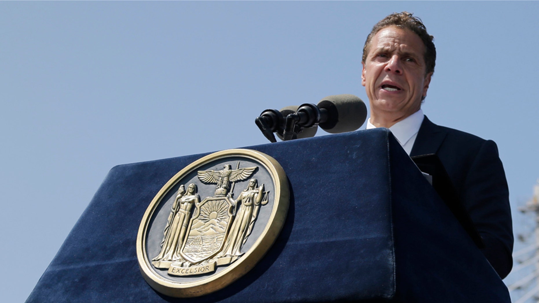 FILE: Aug. 27, 2017: New York Gov. Andrew Cuomo speaks during a ribbon cutting ceremony for the Tappan Zee Bridge replacement, near Tarrytown, N.Y. (AP)