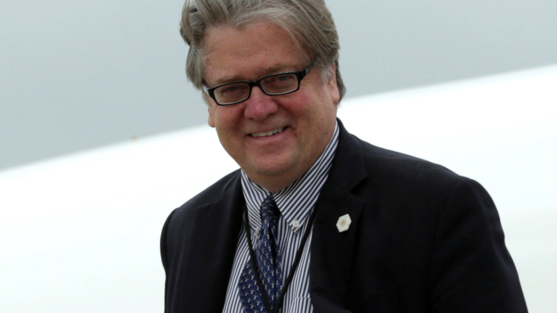 FILE: White House Senior Counselor Steve Bannon arrives at Joint Base Andrews outside Washington.