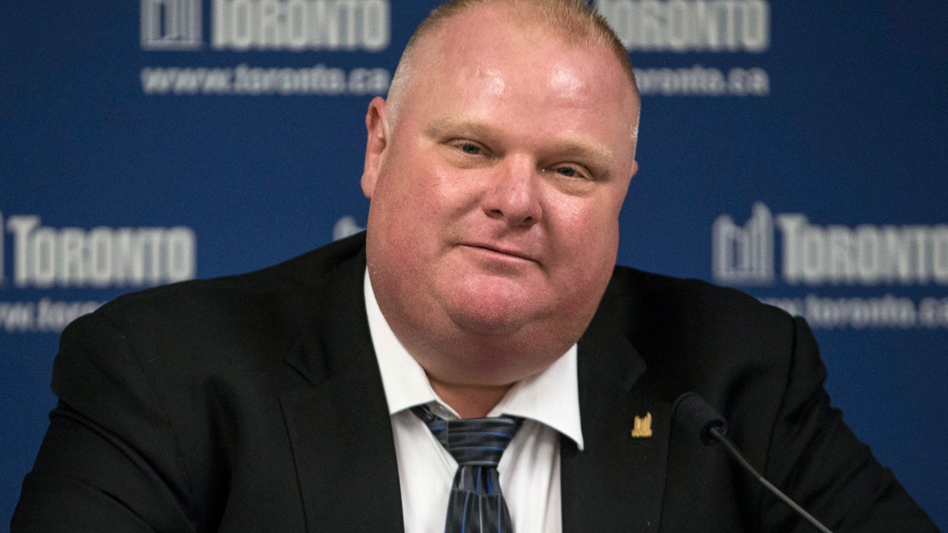 May 24, 2013: Toronto Mayor Rob Ford reads a statement to the media at City Hall in Toronto.
