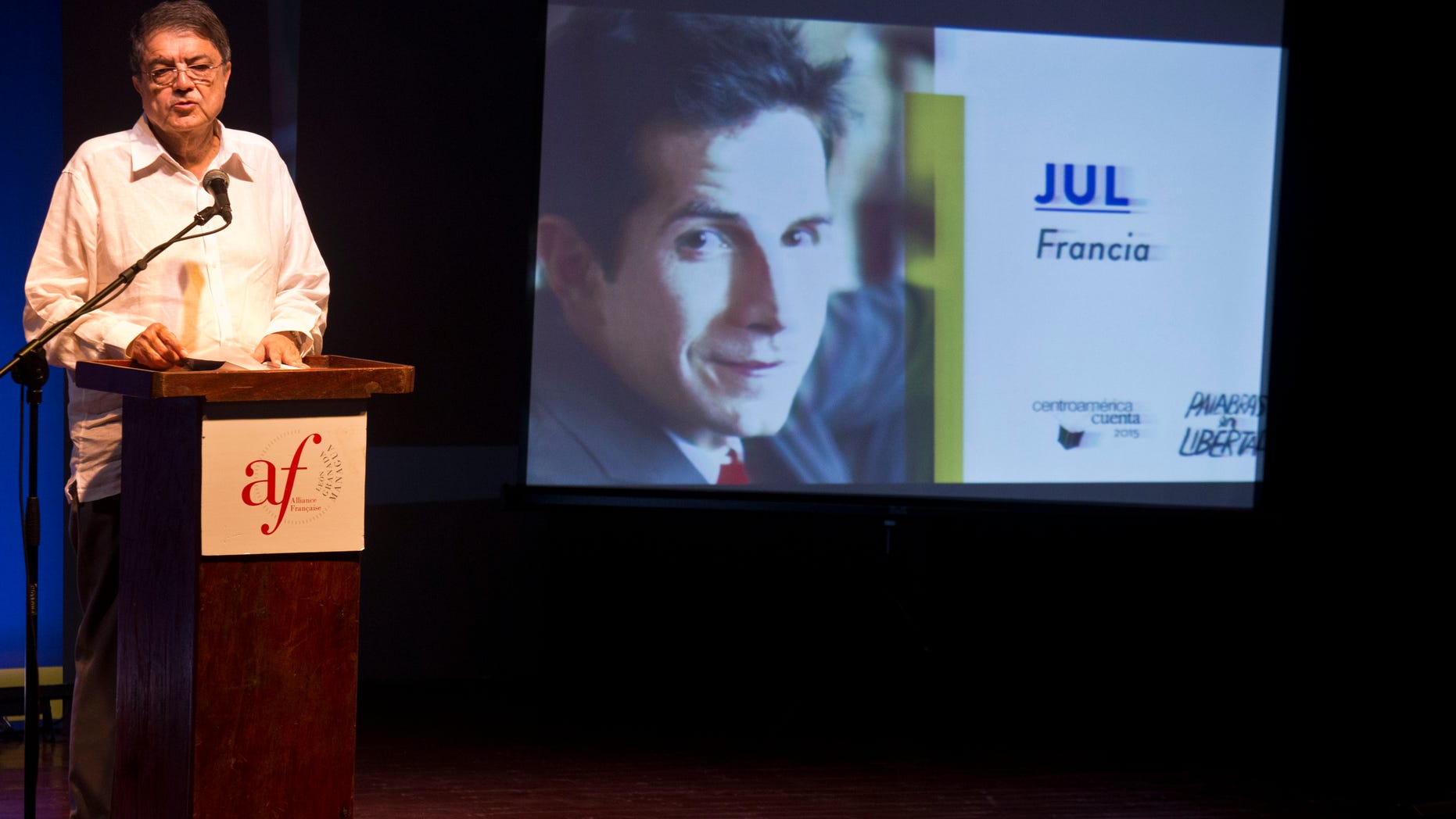 Nicaraguan writer Sergio Ramirez during the meeting in Managua, Nicaragua, May 19, 2015.