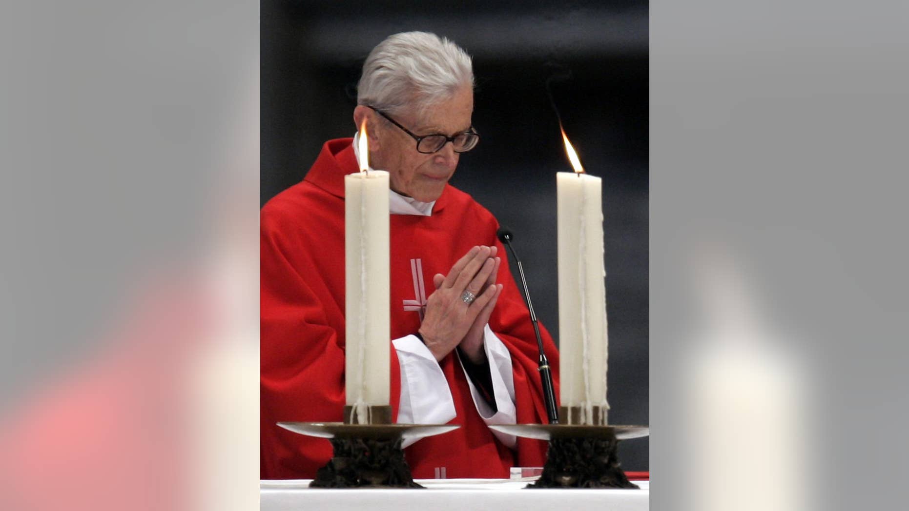 FILE--In this April 15, 2005 file photo Polish Cardinal Franciszek Macharski officiates a Mass for Pope John Paul II in St. Peter's Basilica at the Vatican. Macharski, a popular Polish prelate who served for many years as archbishop of Krakow, inheriting the position opened by the election of Pope John Paul II, has died. He was 89 years old. (AP Photo/Domenico Stinellis, file)
