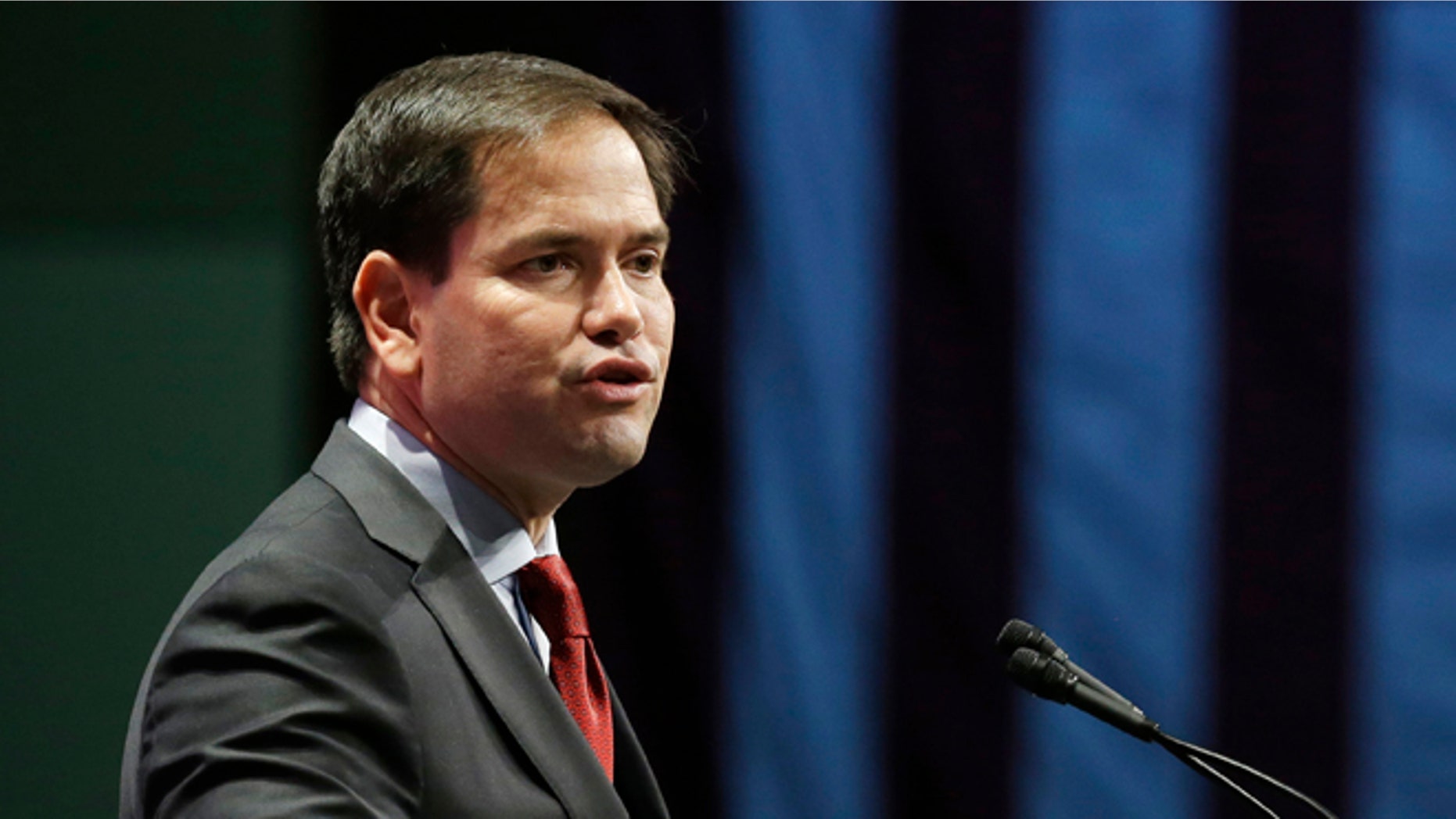 Sen. Marco Rubio, R- Fla. speaks in Orlando, Fla. (AP Photo/John Raoux)