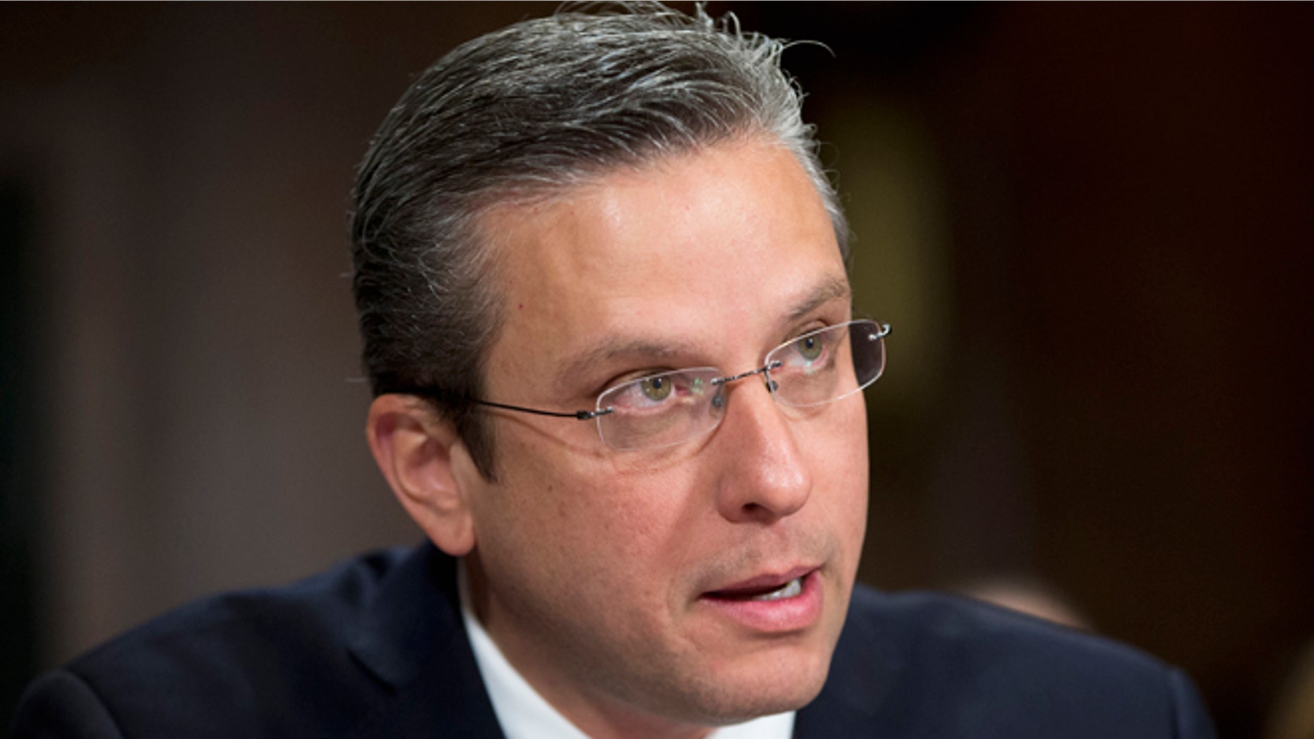 Puerto Rico Gov, Alejandro Javier Garcia Padilla testifies on Capitol Hill in Washington, Tuesday, Dec. 1, 2015, before the Senate Judiciary Committee hearing on Puerto Rico's fiscal problems. Puerto Rico and its debt crisis takes center stage in Congress as its governor testifies before a Senate panel about the U.S. commonwealth's financial woes and the demands of creditors.(AP Photo/Pablo Martinez Monsivais)