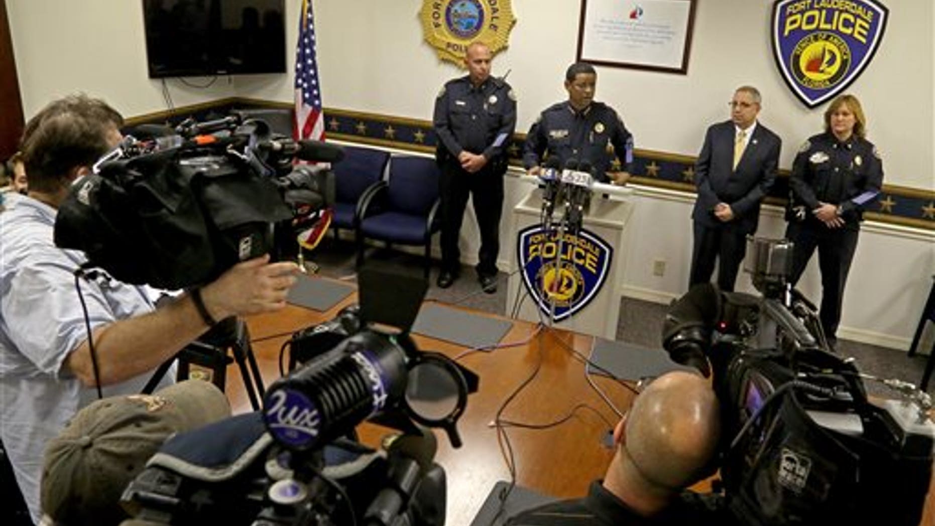 Fort Lauderdale Police Chief Frank Adderly addresses the media on Tuesday, Feb. 24, 2015.
