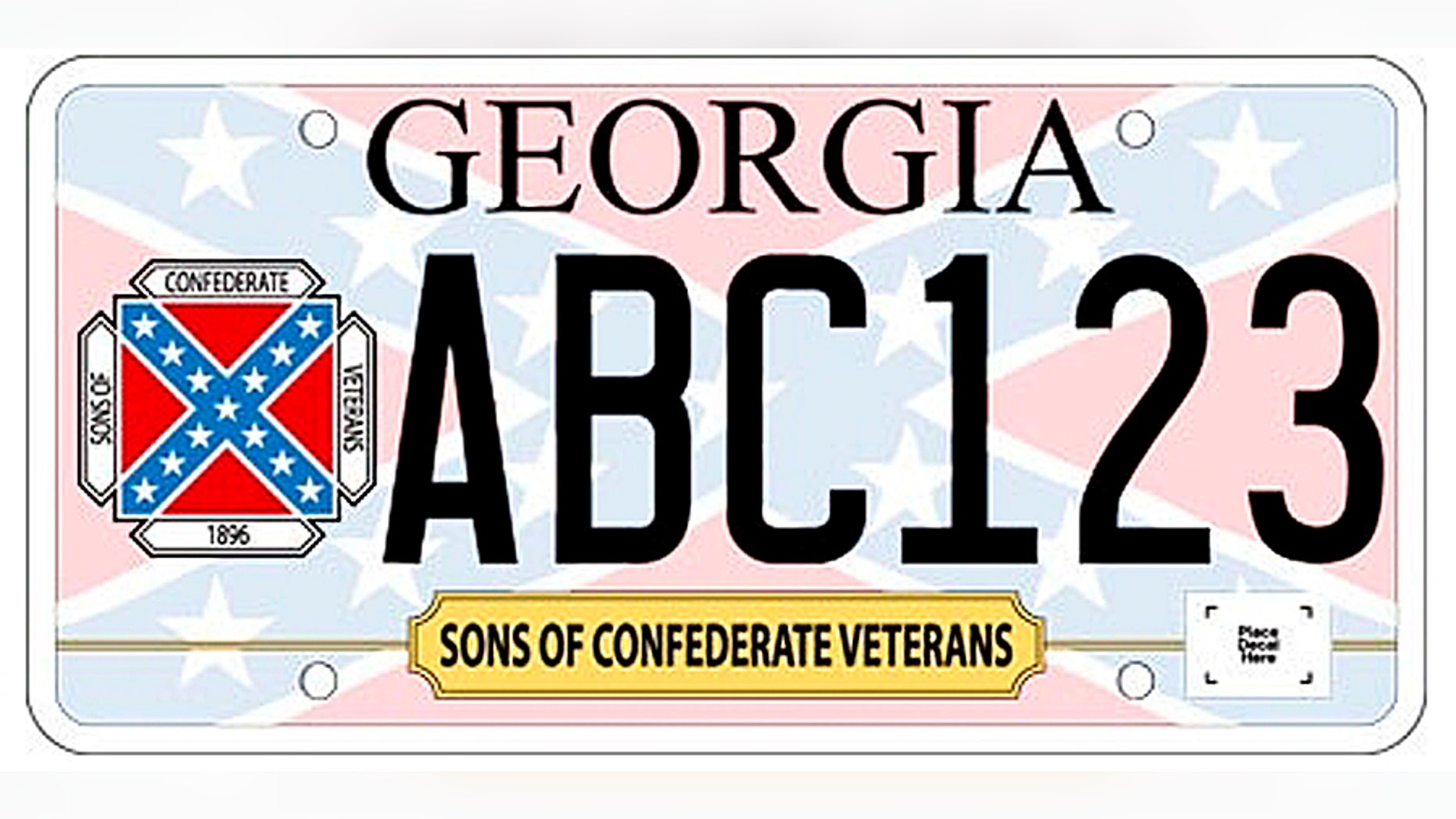 In this undated image released by the Georgia Department of Revenue, a new Georgia car tag is shown. Georgia officials are releasing a specialty license plate featuring the Confederate battle flag, infuriating civil rights advocates and renewing a fiery debate. The Georgia Division of the Sons of Confederate Veterans requested that the state issue the new plates. A spokesman says it meant no offense and that people have a right to commemorate their heritage.(AP Photo/Georgia Department of Revenue)