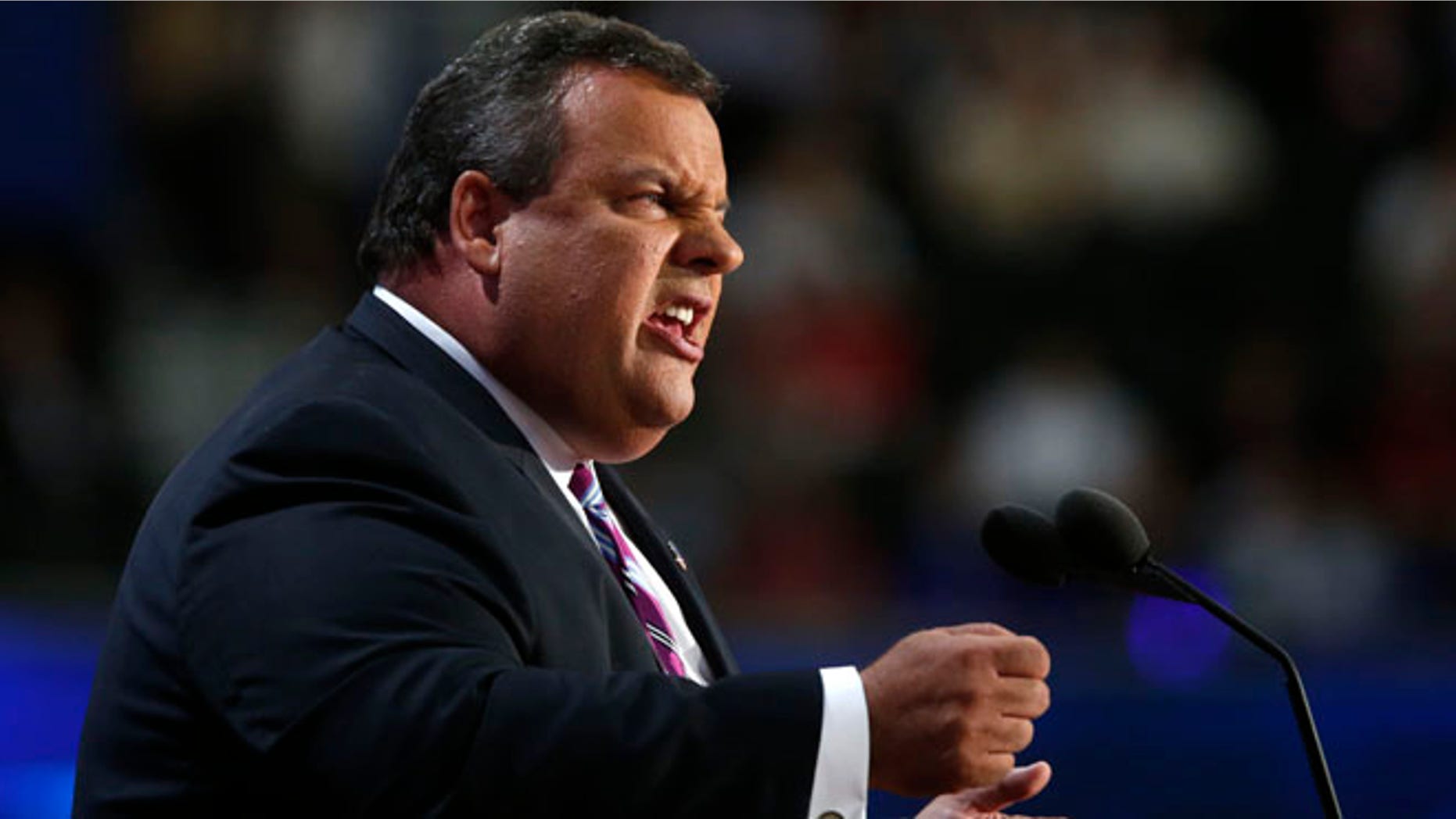 Aug. 28, 2012: New Jersey Governor Chris Christie addresses the Republican National Convention in Tampa, Fla.
