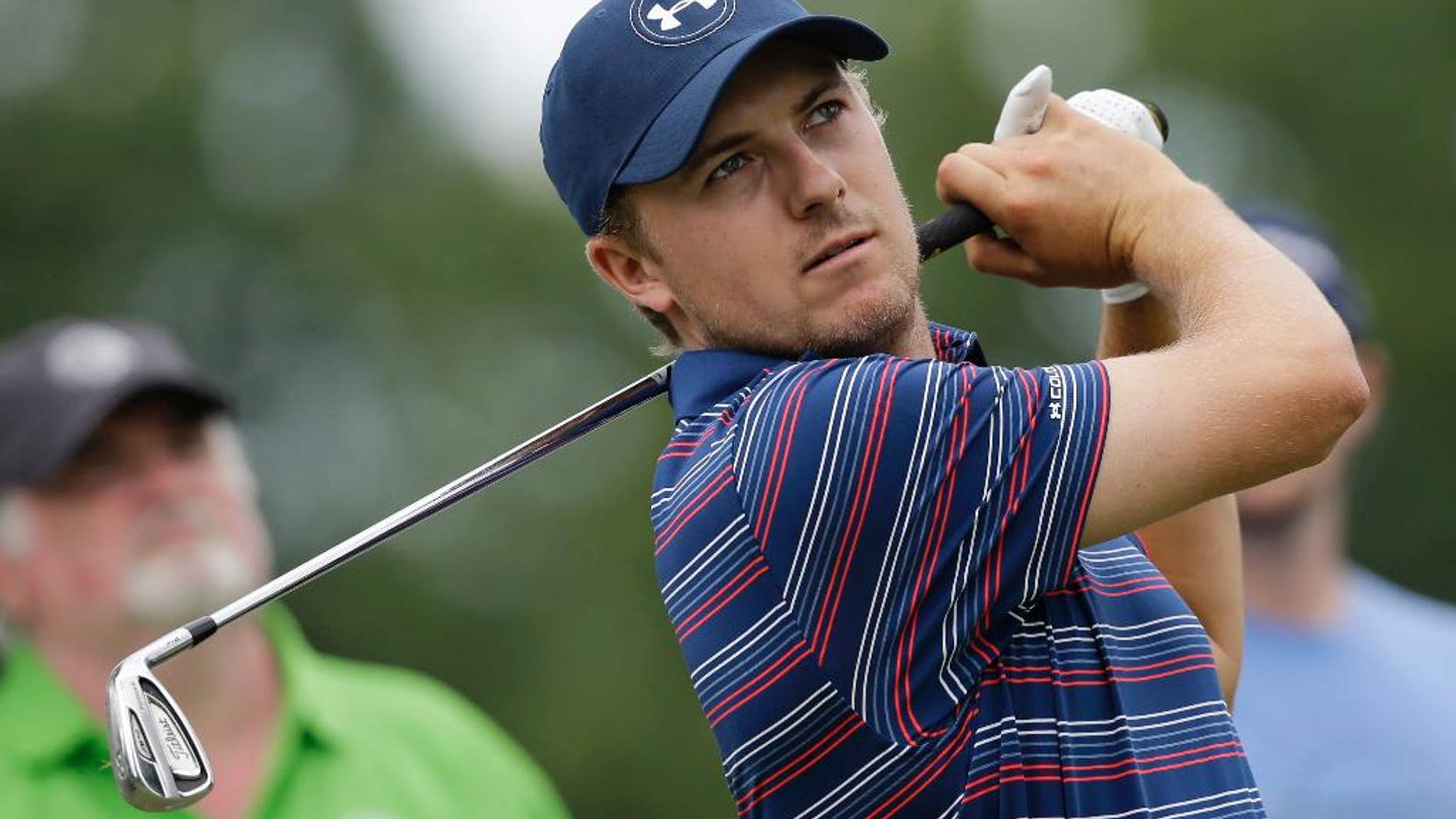 Jordan Spieth swings during a practice round of the Bridgestone Invitational.
