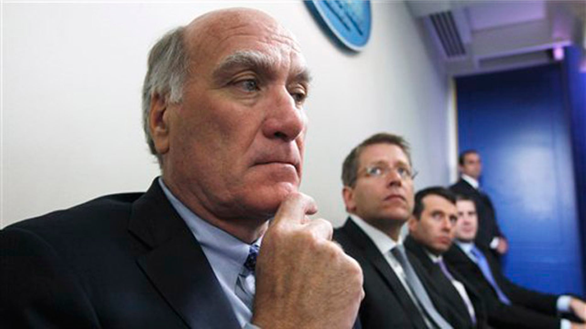 White House Chief of Staff William Daley, left, and others listen as President Obama speaks at the White House in Washington July 11 before meeting with Republican and Democratic leaders regarding the debt ceiling.