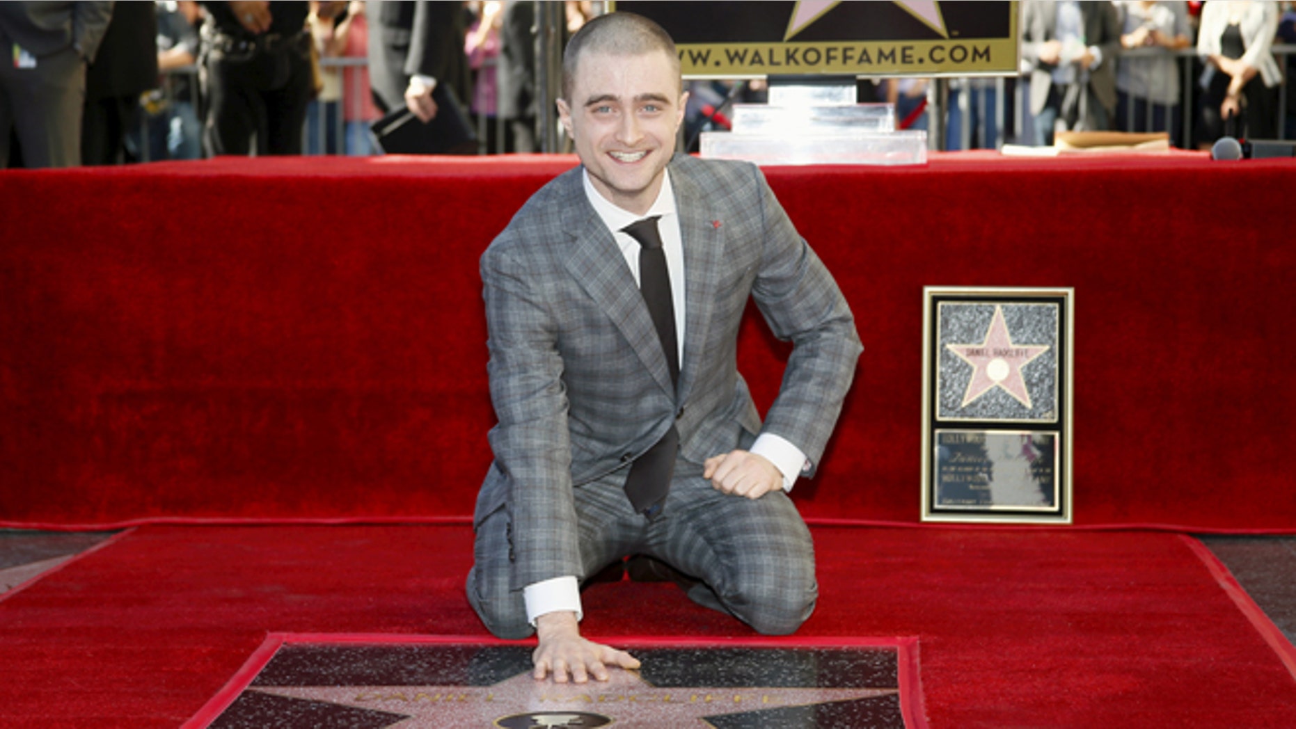 November 12, 2015. Actor Daniel Radcliffe poses during a ceremony honoring him with a star on the Hollywood Walk of Fame in Hollywood, California.
