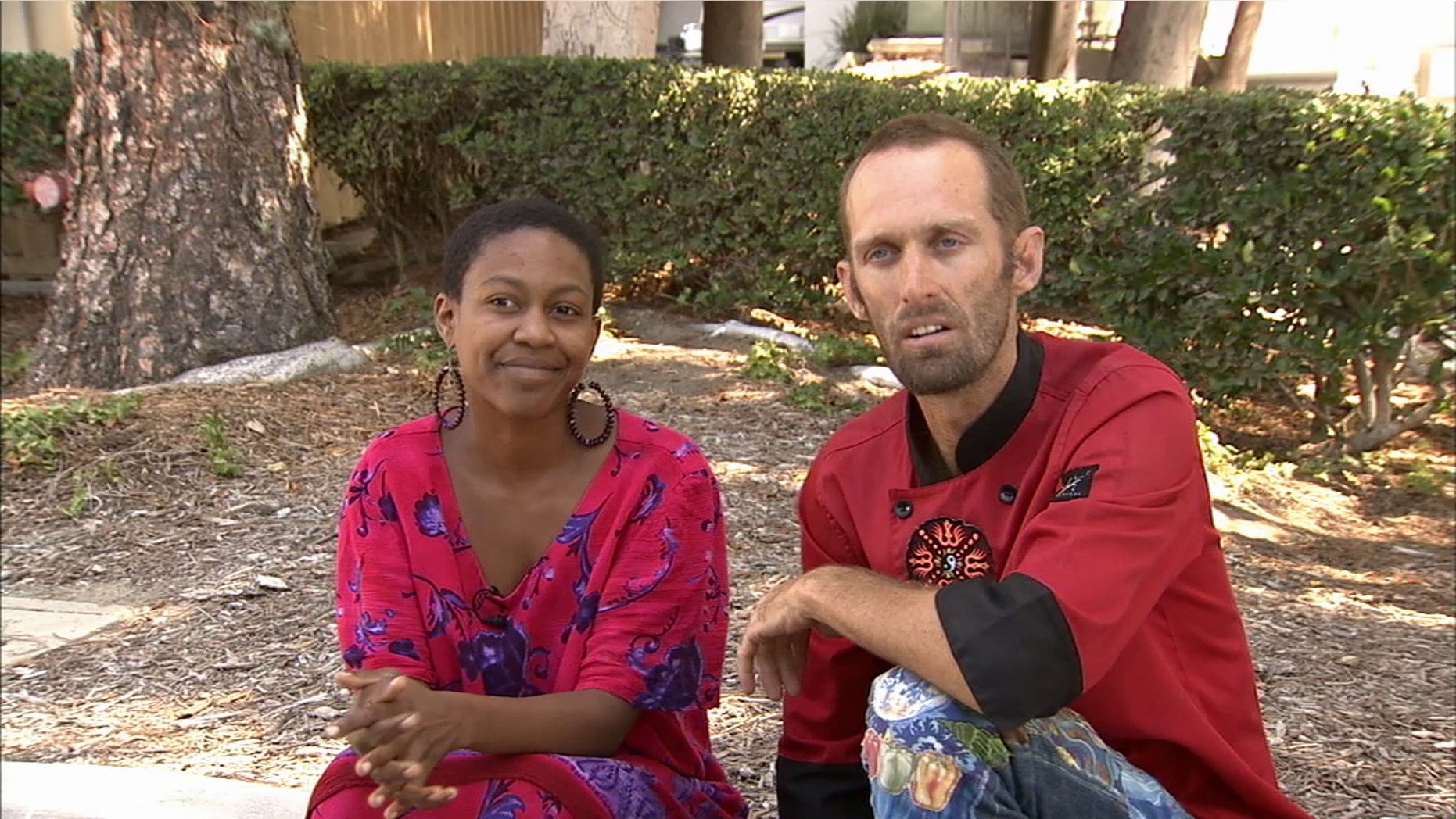 sept 14, 2014. Actress Daniele Watts and Brian Lucas speak during an interview with KABC-TV in Los Angeles.
