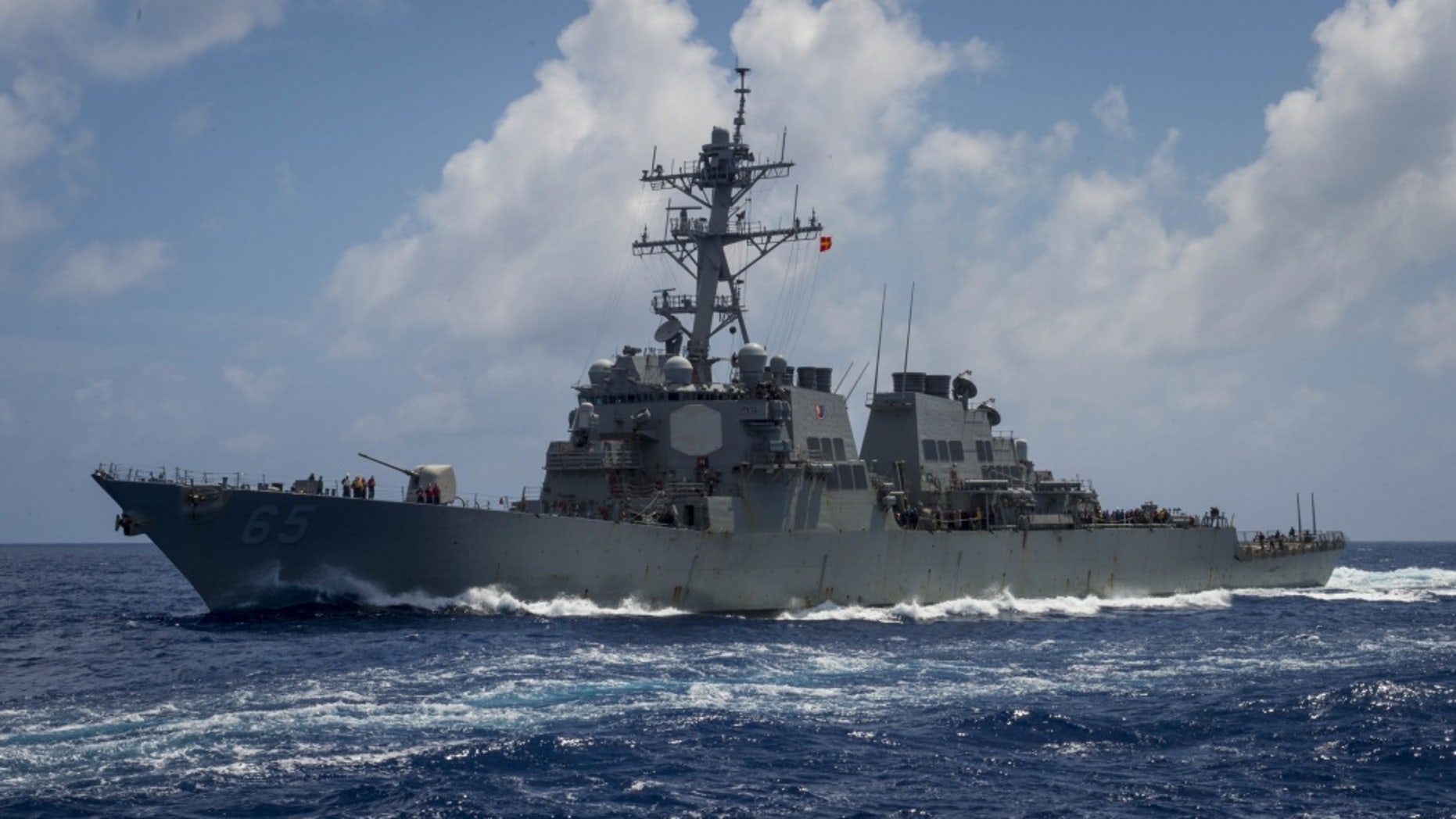 The USS Benfold was one of two U.S. Navy guided-missile destroyers that sailed through the Taiwan Strait.