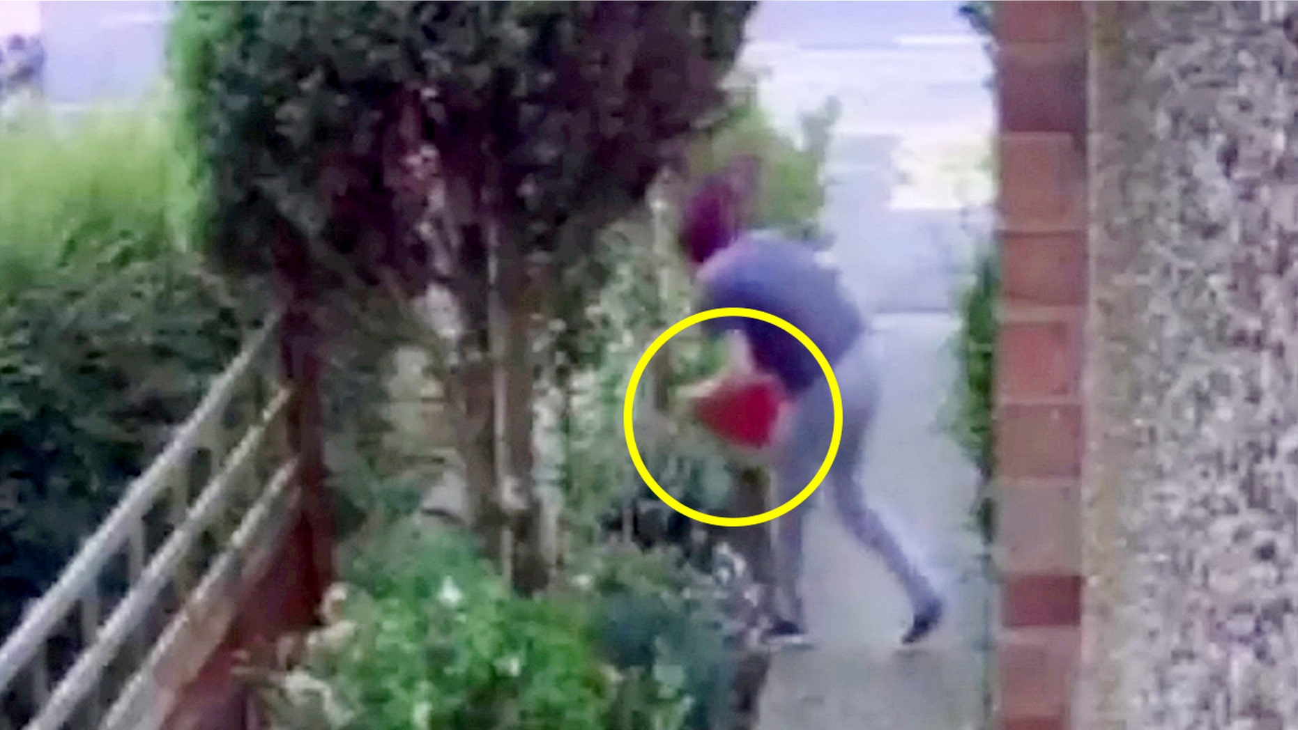A thief was caught on camera doing a face plant while trying to steal a garden gnome.