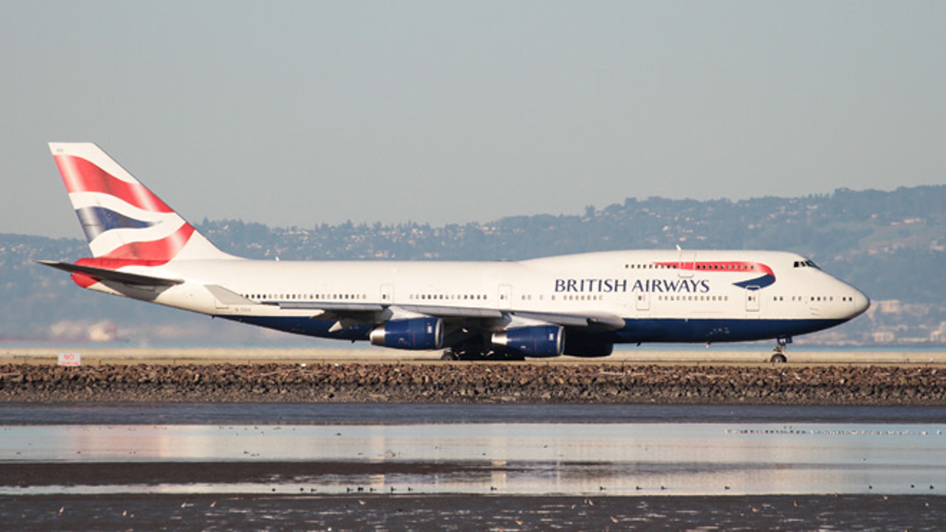 A British Airways Boeing 747-400 taxis at San Francisco International Airport